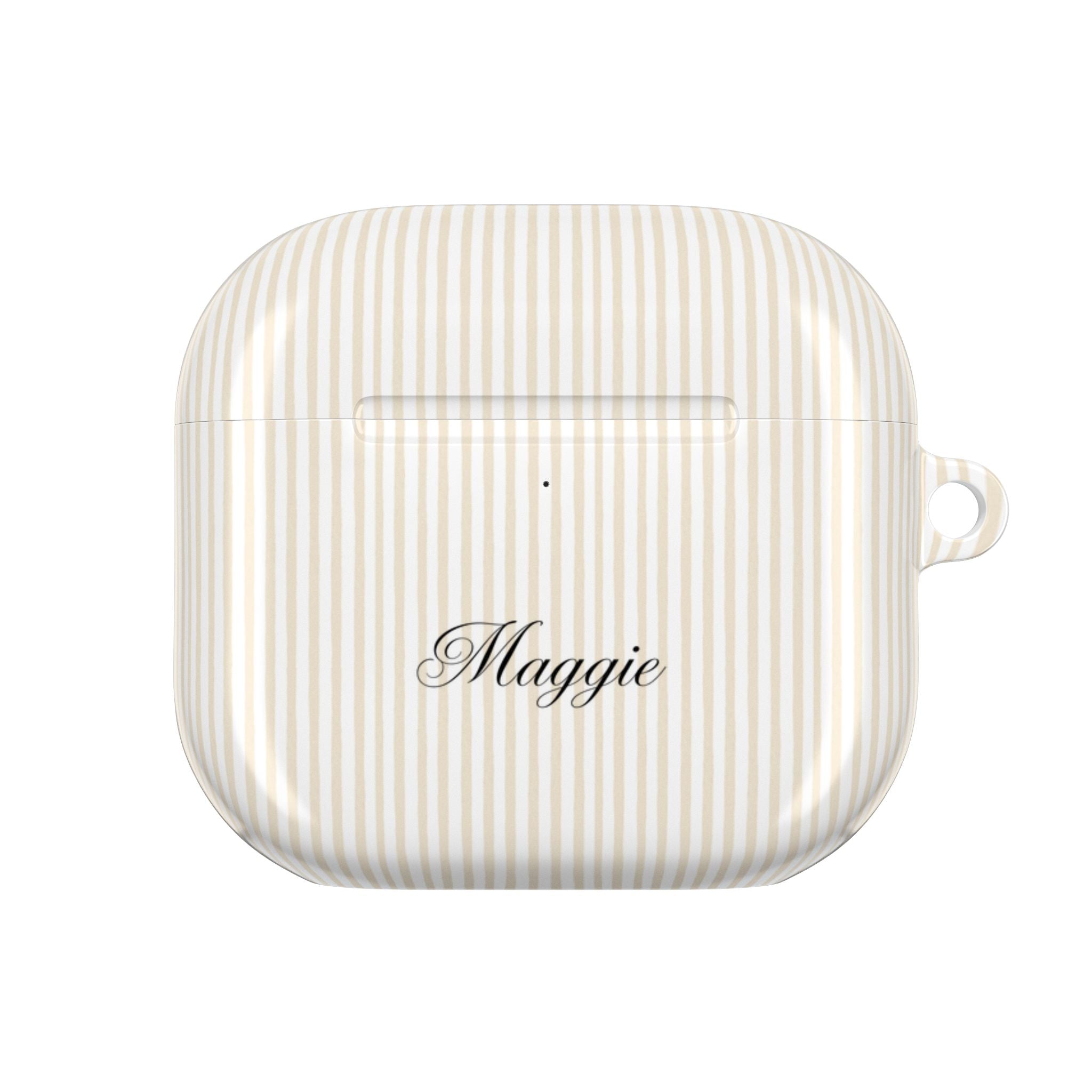 PERSONALIZED NAME CUSTOM BEIGE STRIPES AIRPOD CASE