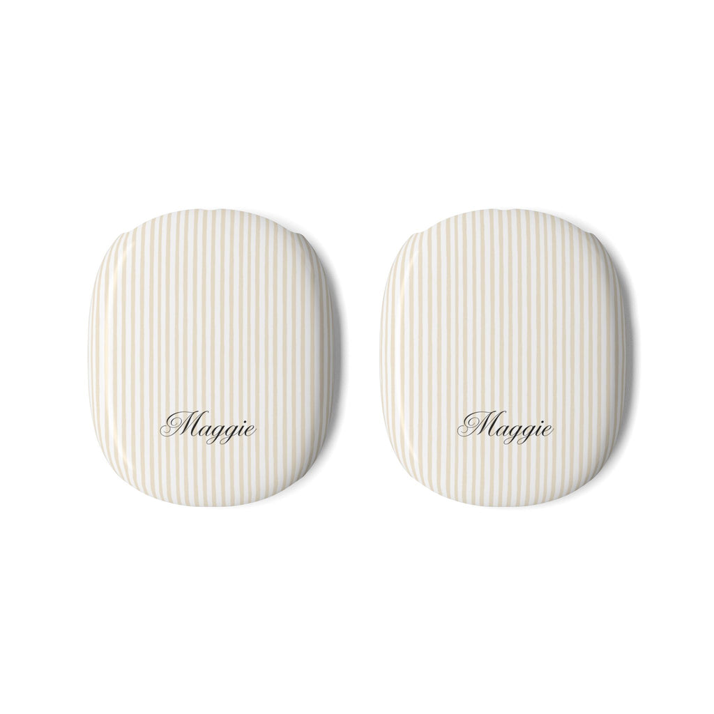 PERSONALIZED NAME CUSTOM BEIGE STRIPES AIRPODS MAX CASE COVERS