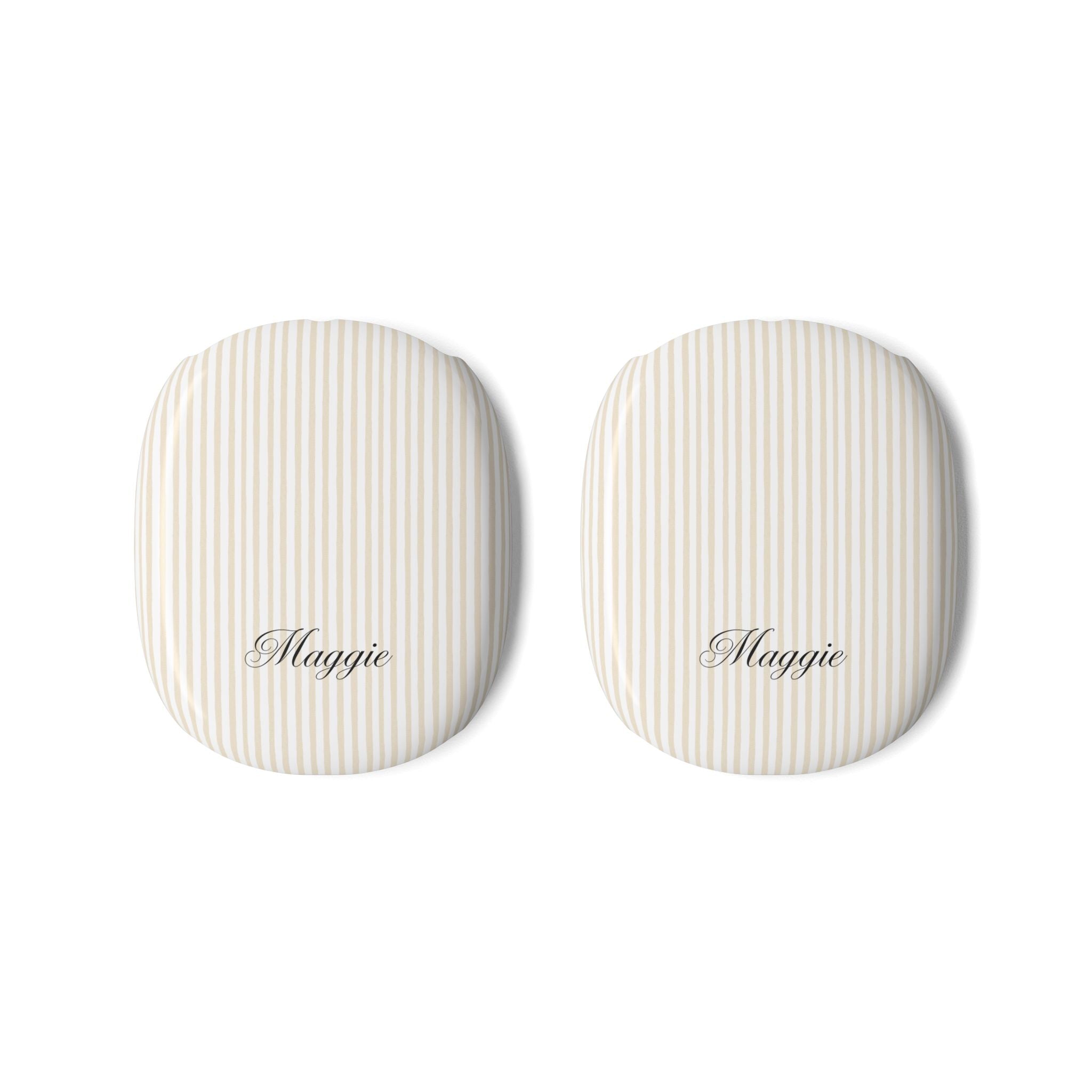 PERSONALIZED NAME CUSTOM BEIGE STRIPES AIRPODS MAX CASE COVERS