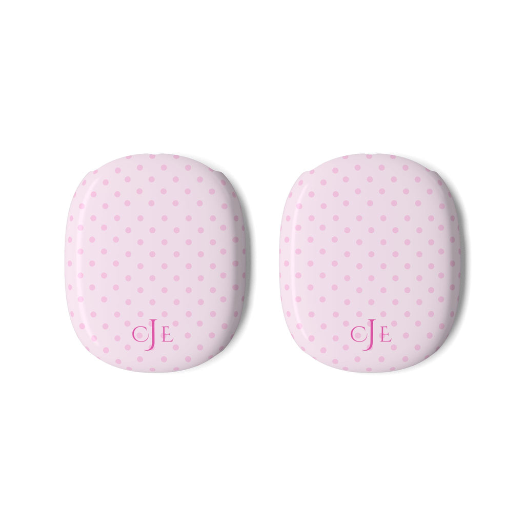PERSONALIZED NAME CUSTOM PINK POLKA DOTS MONOGRAM INITIALS AIRPODS MAX CASE COVERS