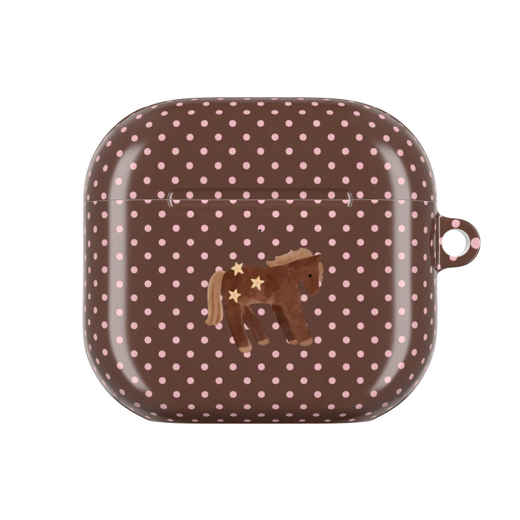 BROWN & PINK POLKA DOTS MINI PONY AIRPOD CASE