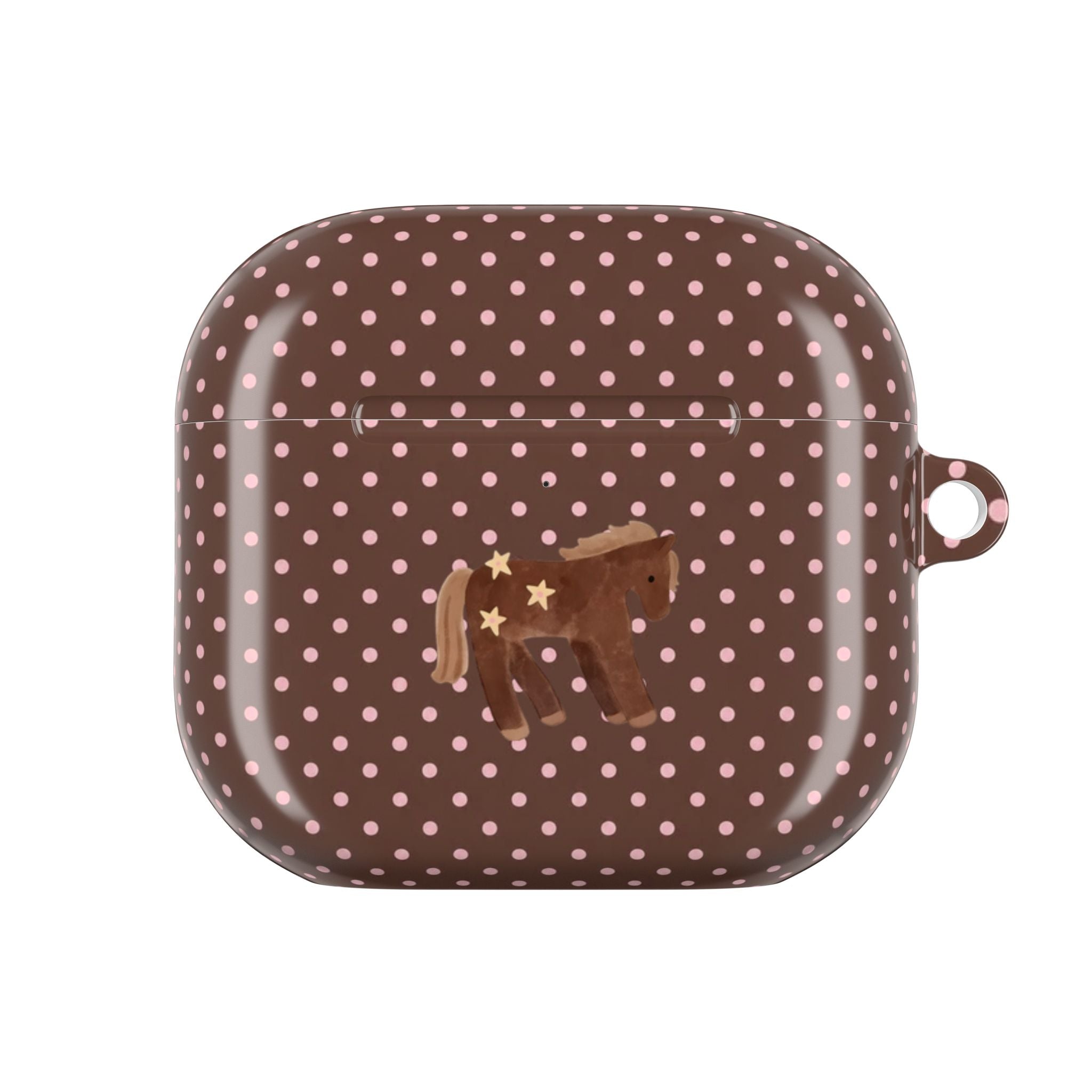 BROWN & PINK POLKA DOTS MINI PONY AIRPOD CASE