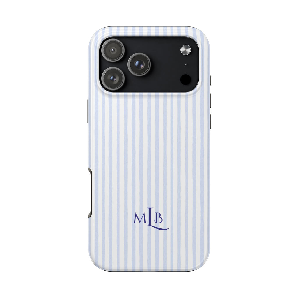 PERSONALIZED NAME CUSTOM BLUE STRIPES MONOGRAM INITIALS PHONE CASE