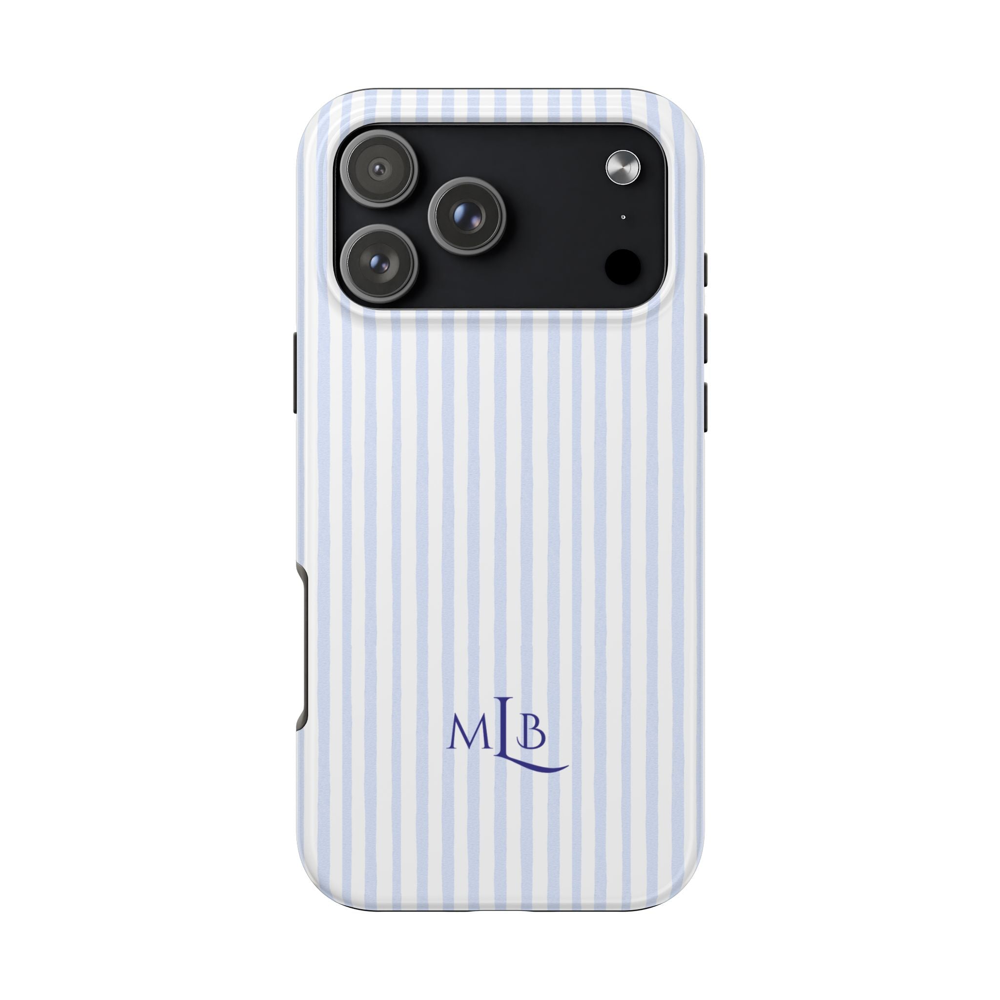 PERSONALIZED NAME CUSTOM BLUE STRIPES MONOGRAM INITIALS PHONE CASE