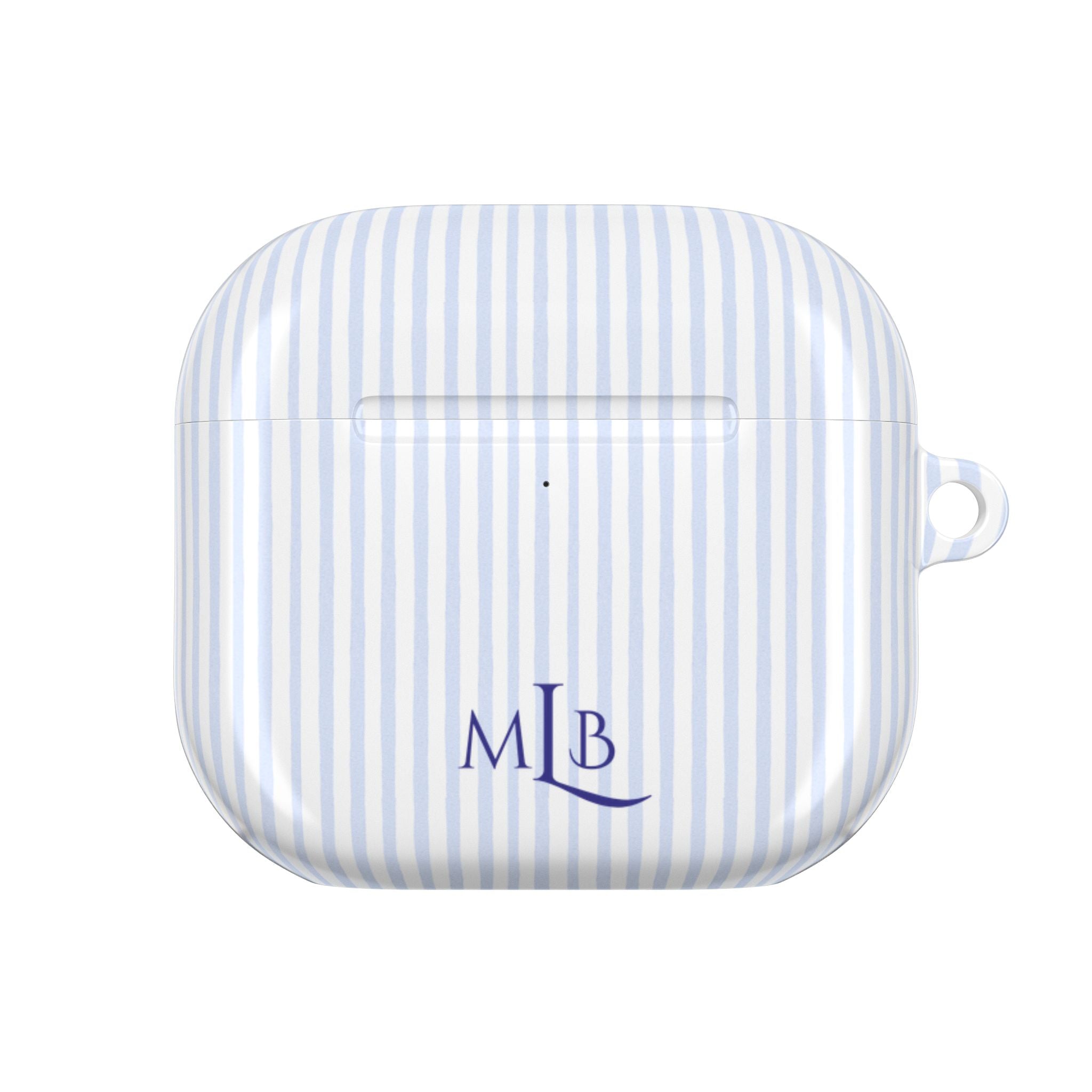 PERSONALIZED NAME CUSTOM BLUE STRIPES MONOGRAM INITIALS AIRPOD CASE