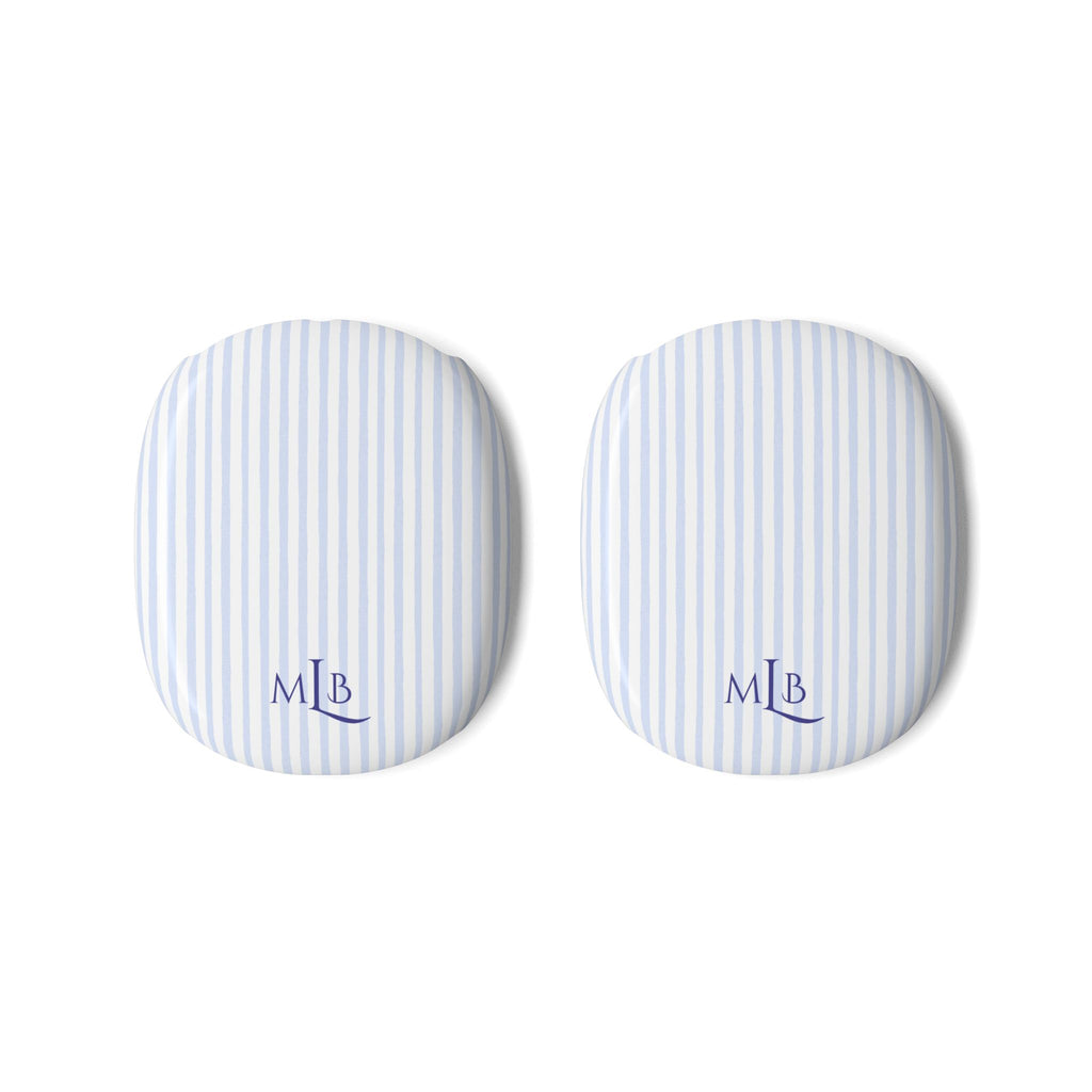 PERSONALIZED NAME CUSTOM BLUE STRIPES MONOGRAM INITIALS AIRPODS MAX CASE COVERS