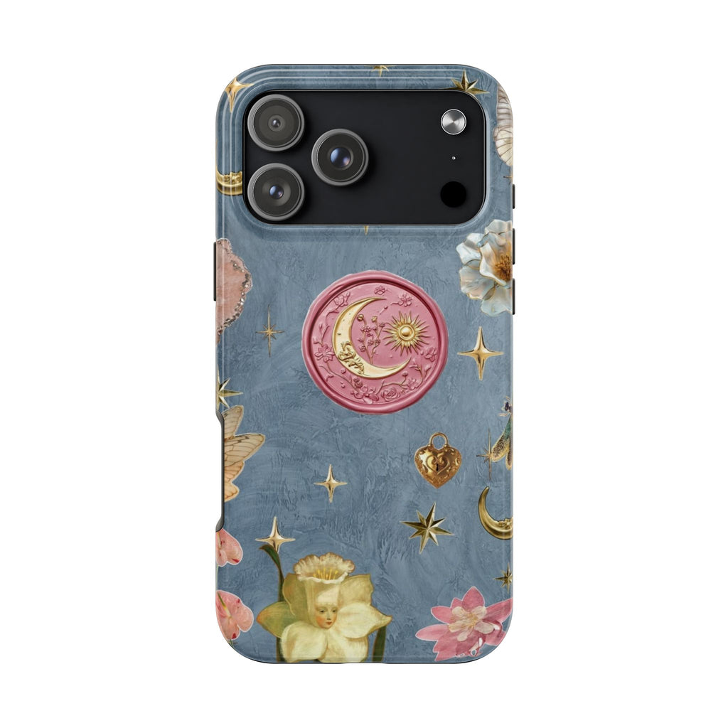 BLUE WHIMSY MOON PHONE CASE