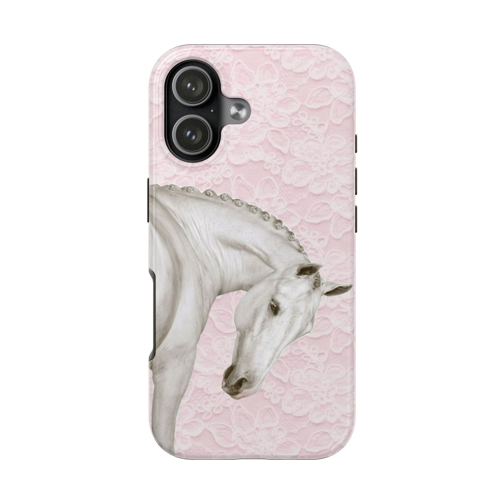 PINK LACE WHITE HORSE PHONE CASE