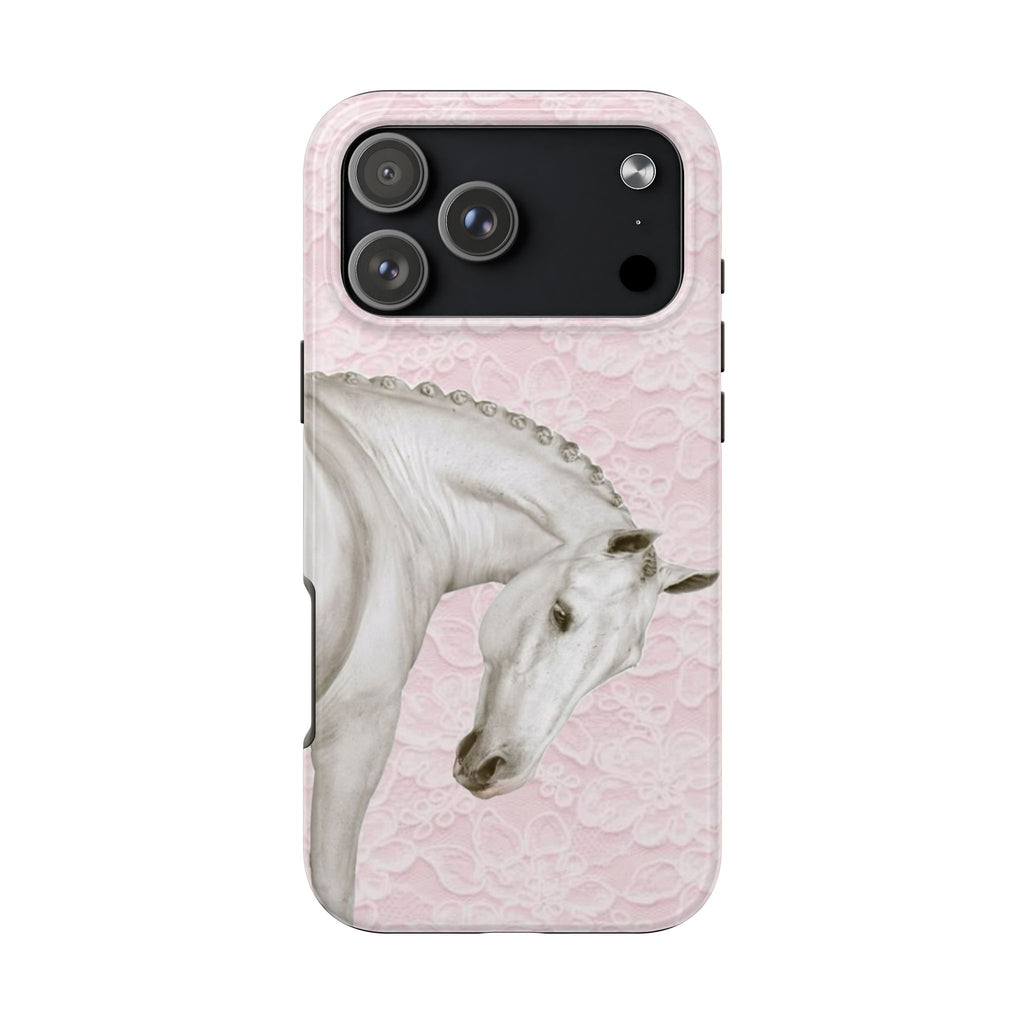 PINK LACE WHITE HORSE PHONE CASE