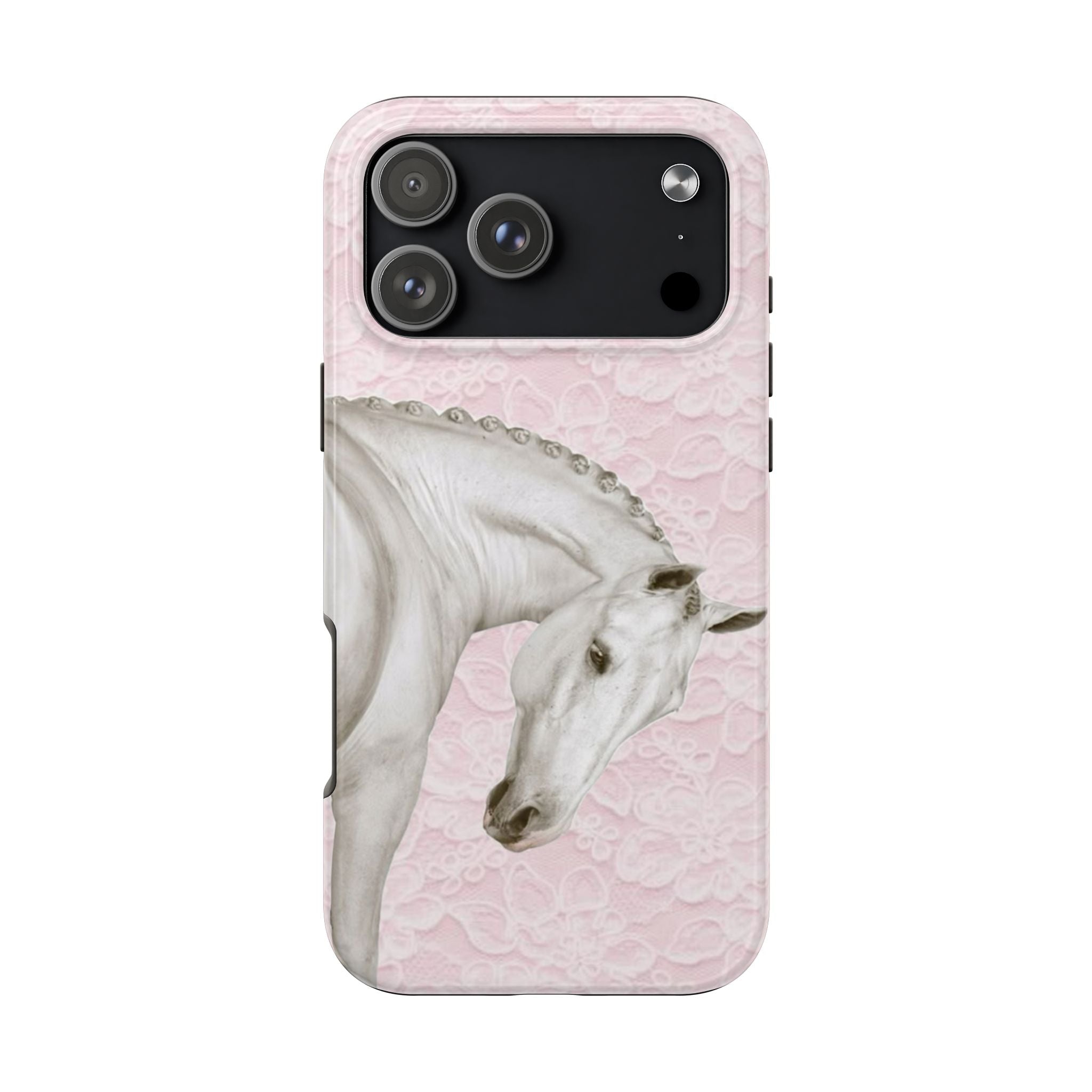 PINK LACE WHITE HORSE PHONE CASE