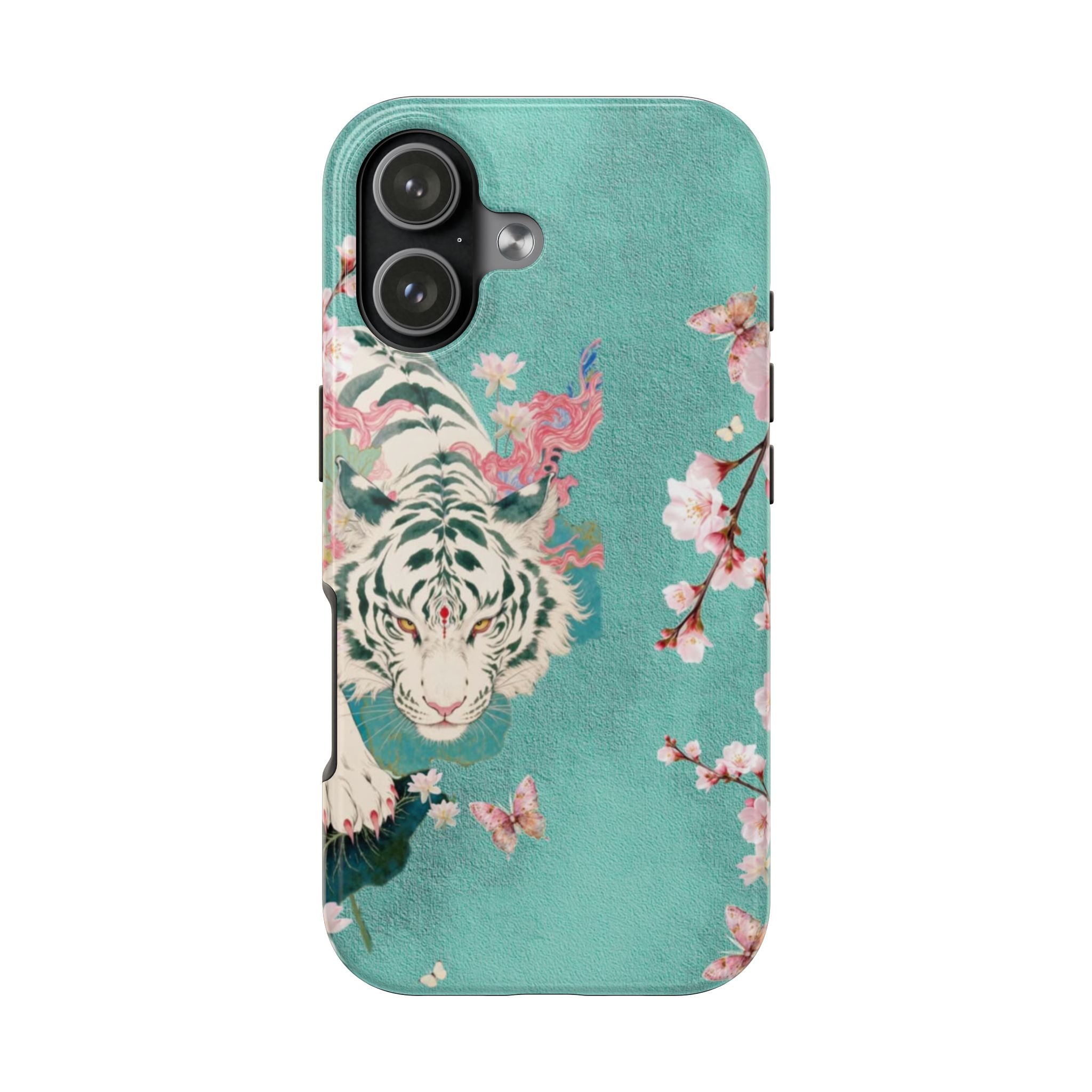 MINT BLUE TIGER BLOSSOM PHONE CASE