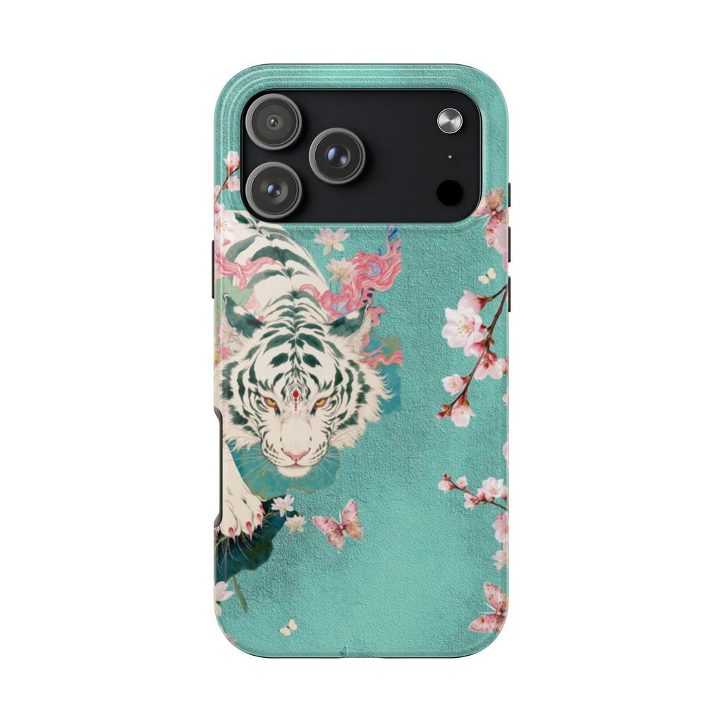 MINT BLUE TIGER BLOSSOM PHONE CASE