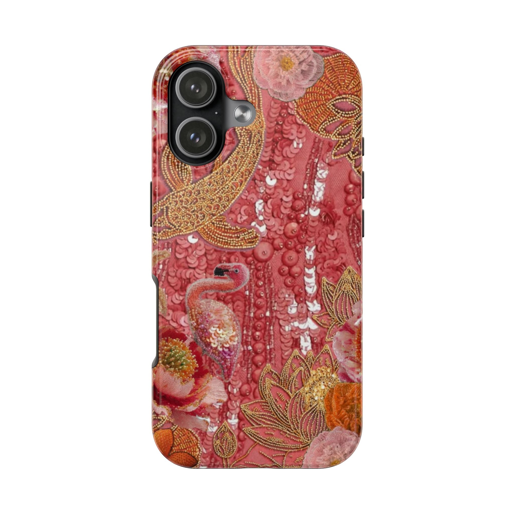 CORAL EMBELLISHED FLAMINGO PHONE CASE
