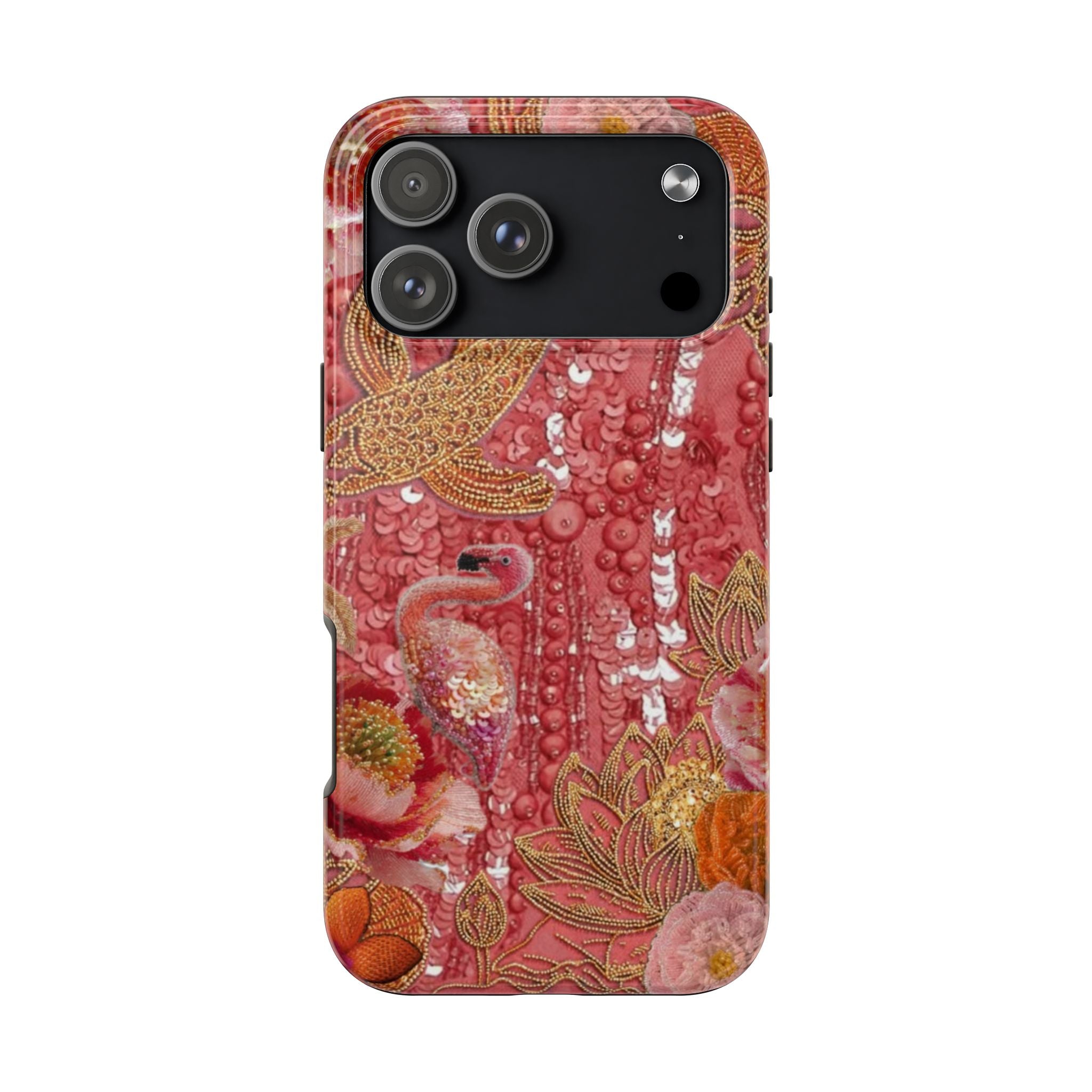 CORAL EMBELLISHED FLAMINGO PHONE CASE
