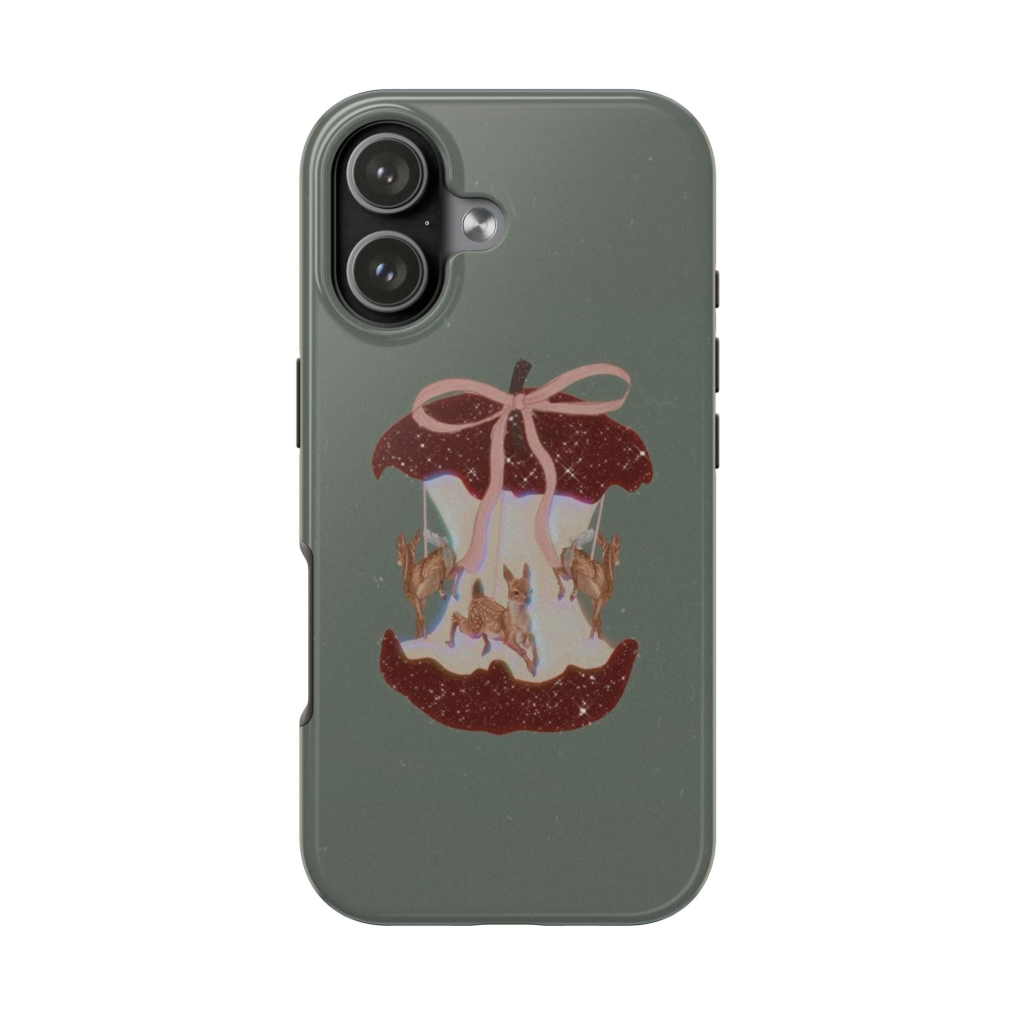 GREEN WHIMSY RED APPLE DEER PHONE CASE