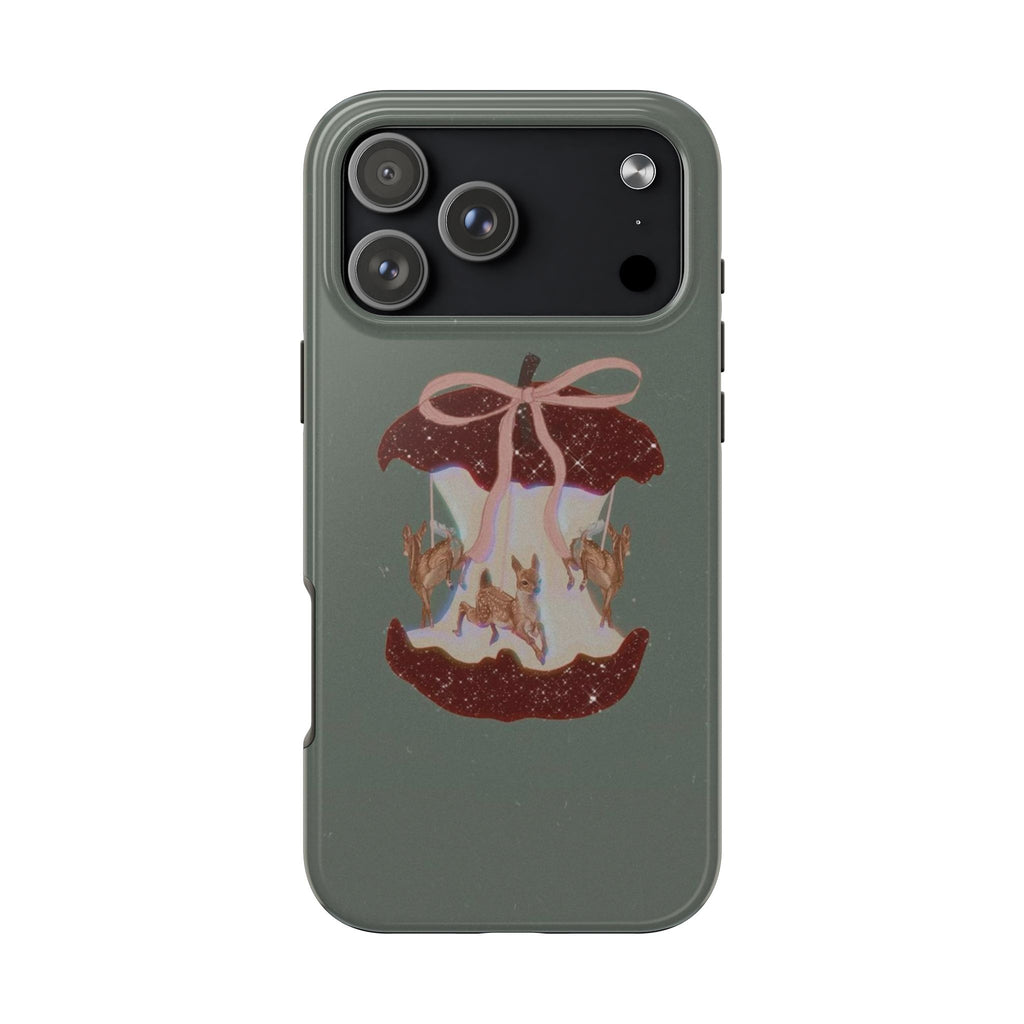 GREEN WHIMSY RED APPLE DEER PHONE CASE