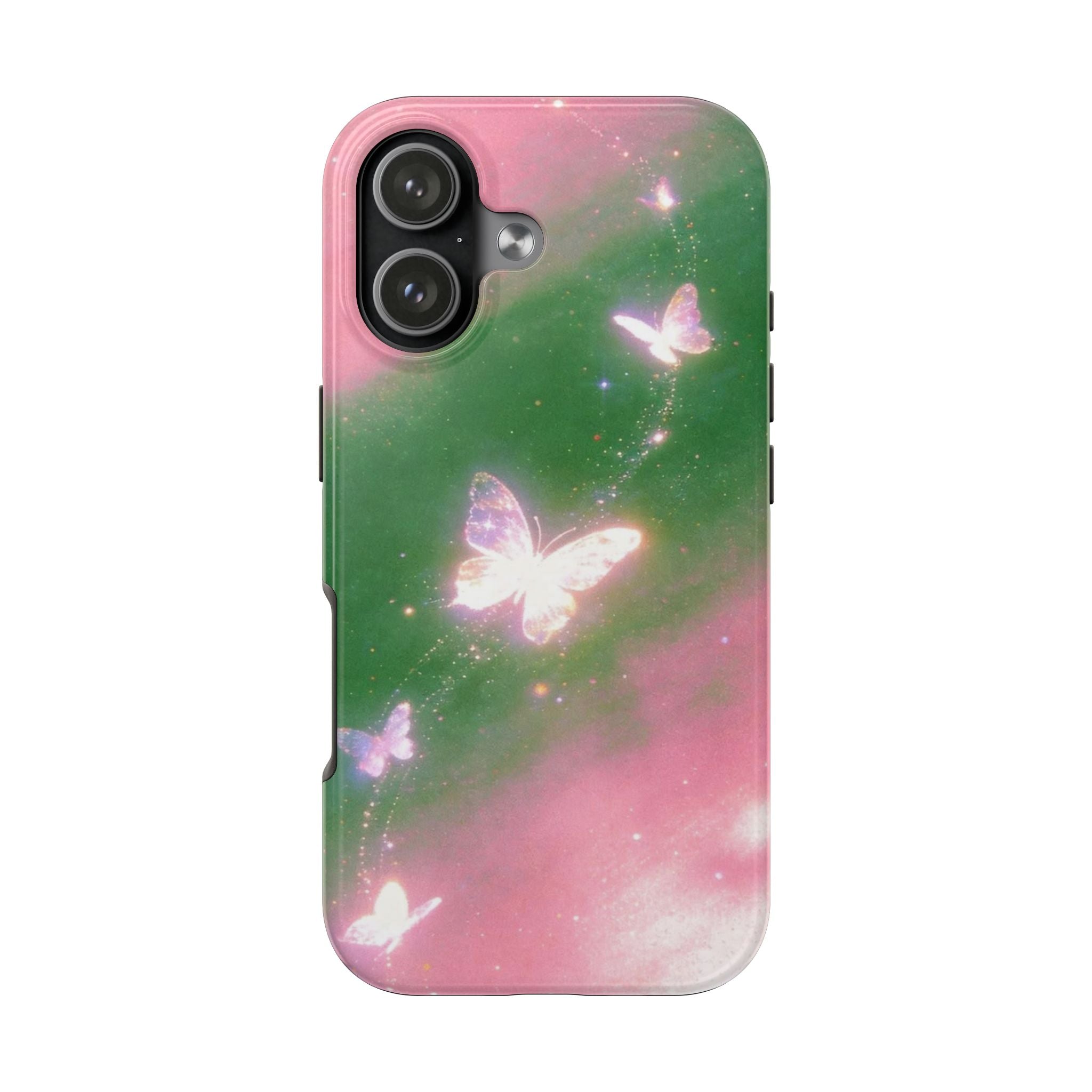 PINK & GREEN WHIMSY BUTTERFLIES PHONE CASE