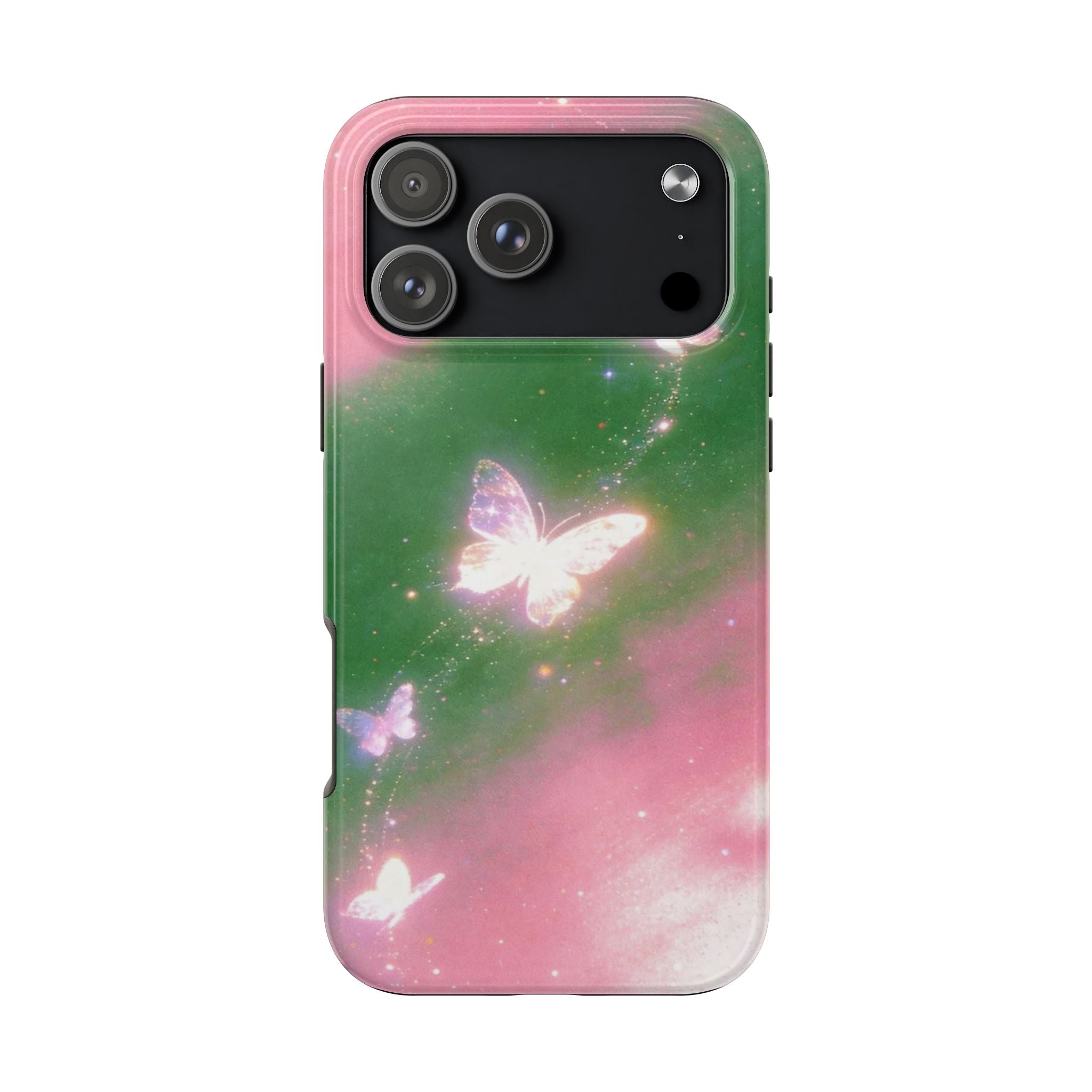 PINK & GREEN WHIMSY BUTTERFLIES PHONE CASE