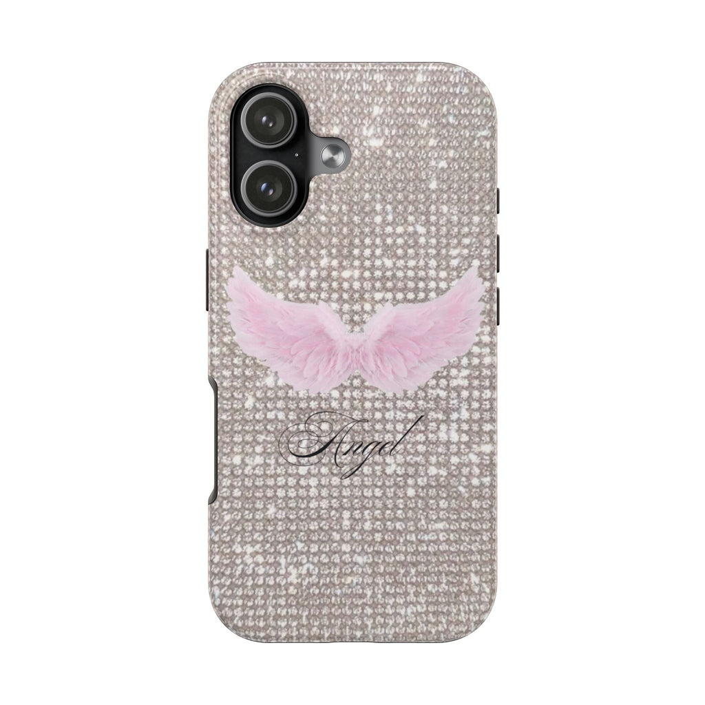 SILVER PINK ANGEL WINGS PHONE CASE