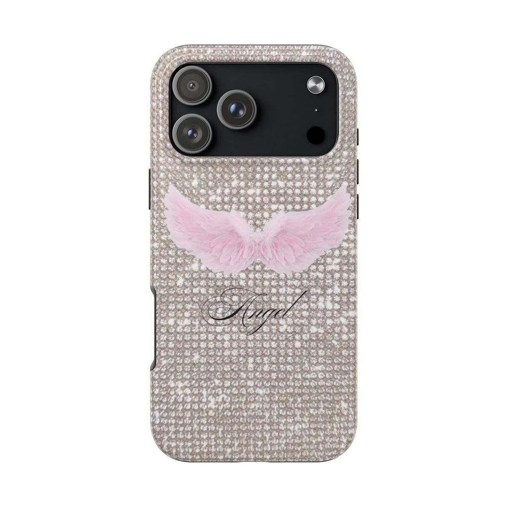 SILVER PINK ANGEL WINGS PHONE CASE