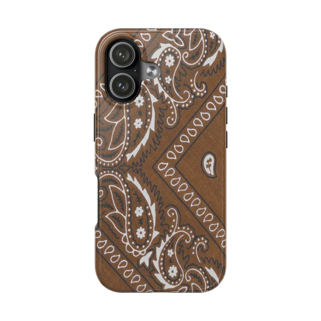 BROWN WESTERN BANDANA PHONE CASE