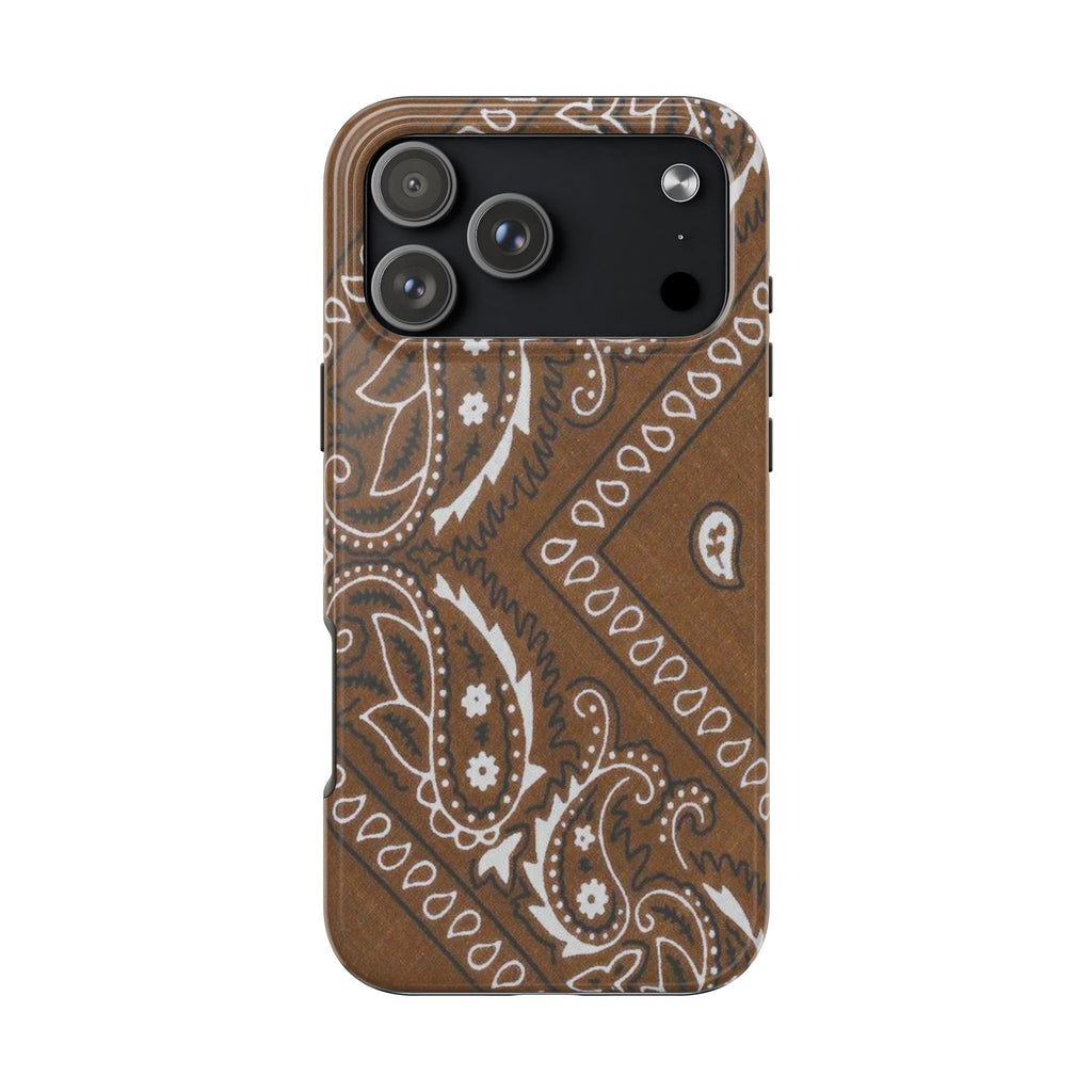 BROWN WESTERN BANDANA PHONE CASE