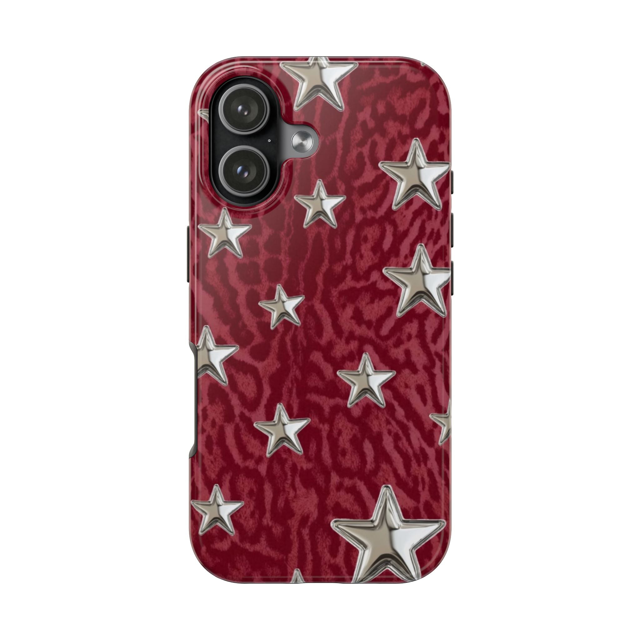 RED LEOPARD STARS PHONE CASE
