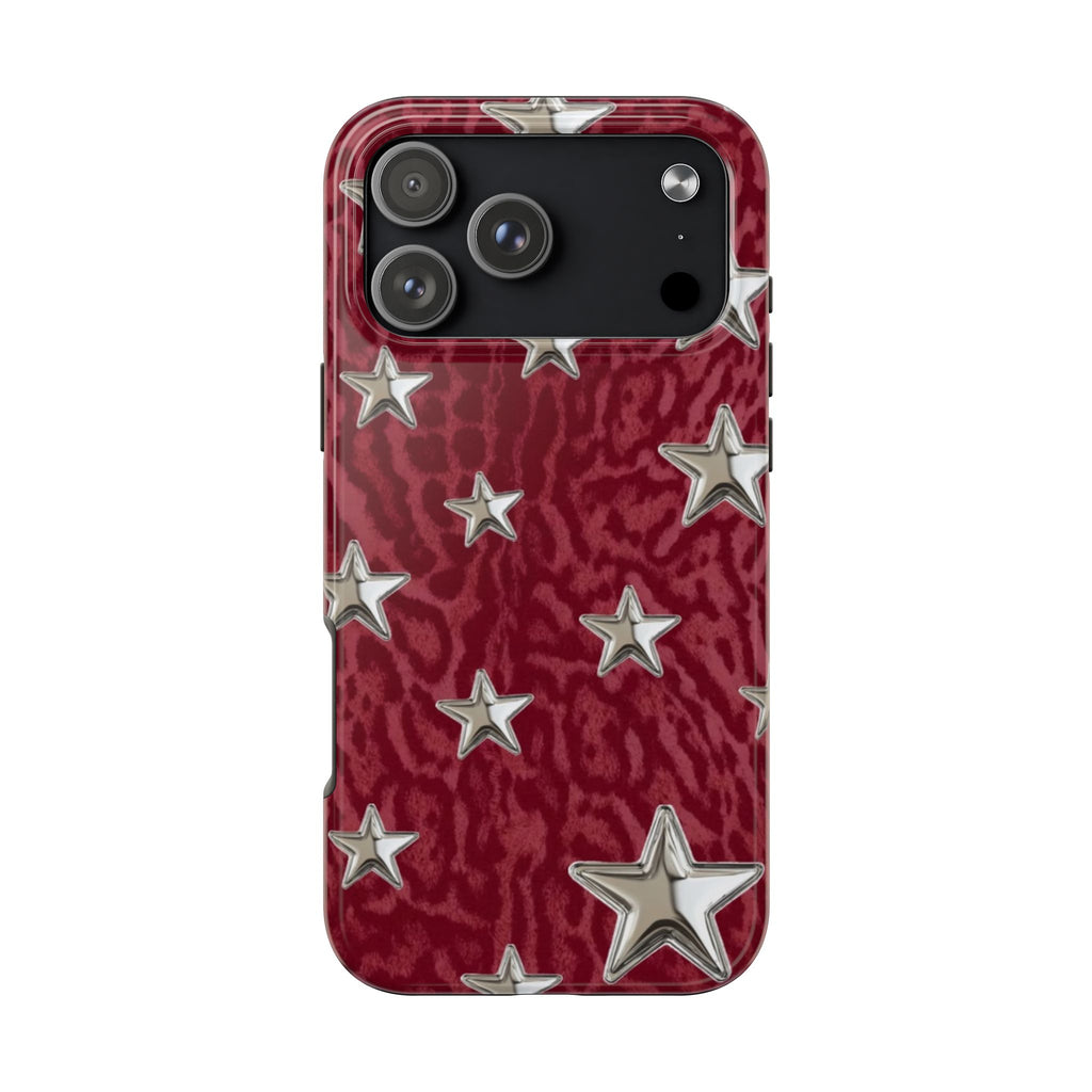 RED LEOPARD STARS PHONE CASE