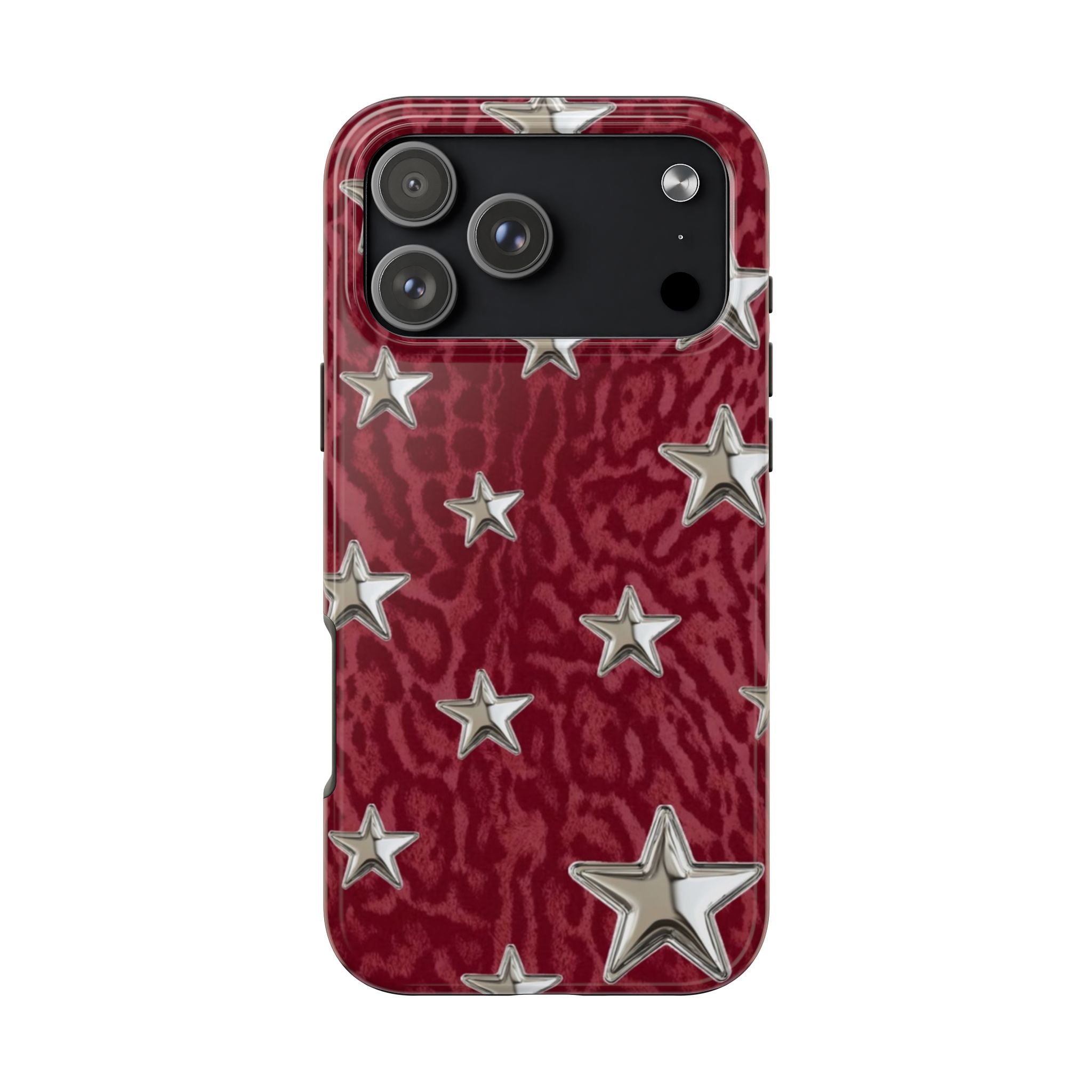 RED LEOPARD STARS PHONE CASE