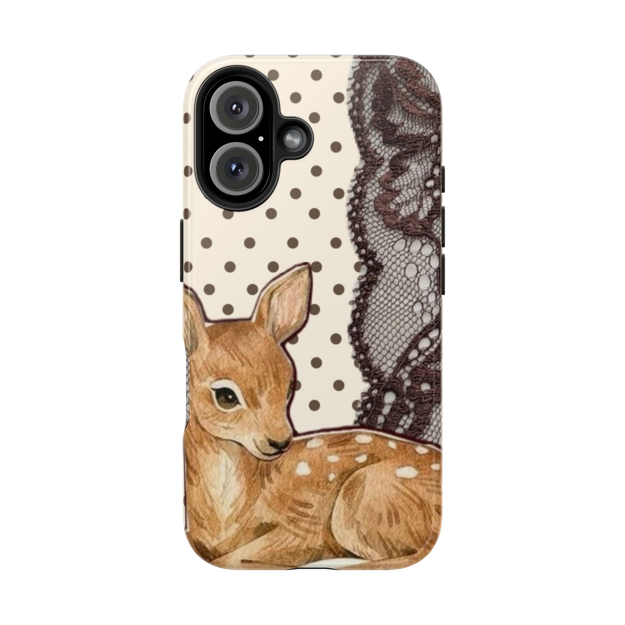 BROWN COQUETTE LACE DEER PHONE CASE