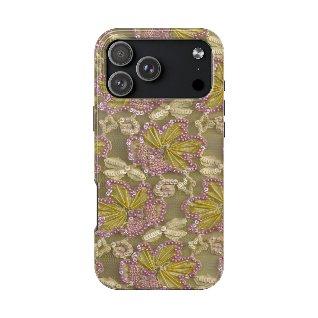 GREEN EMBELLISHED FLOWERS PHONE CASE