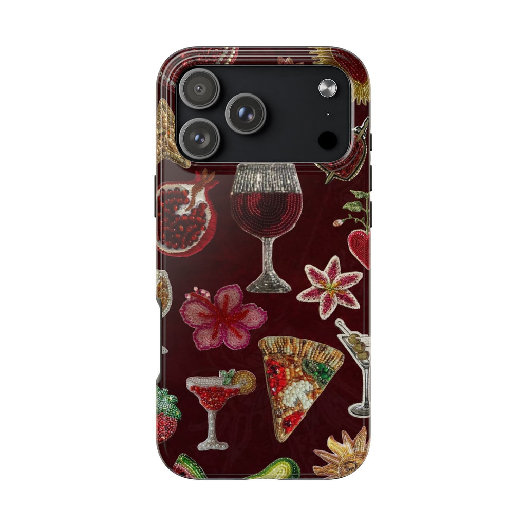 BURGUNDY EMBELLISHED GIRLS NIGHT PHONE CASE
