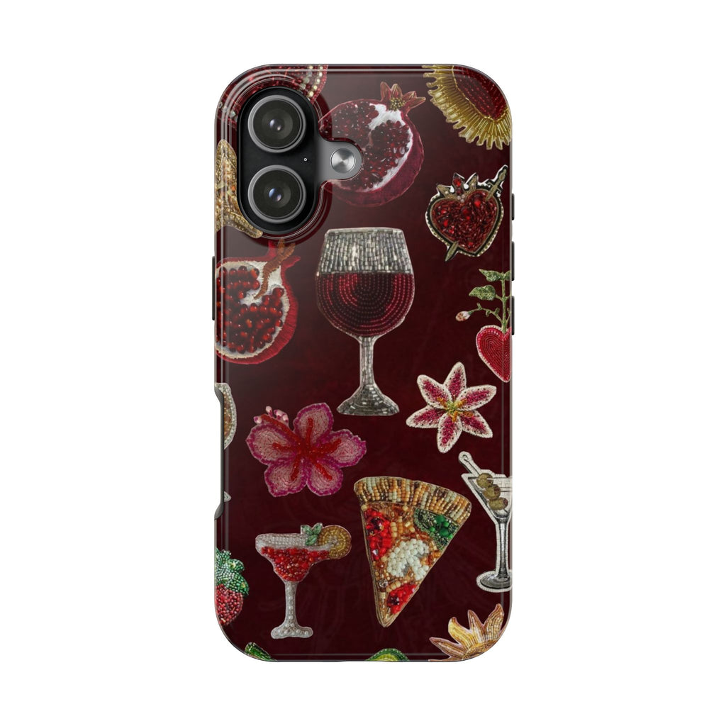 BURGUNDY EMBELLISHED GIRLS NIGHT PHONE CASE