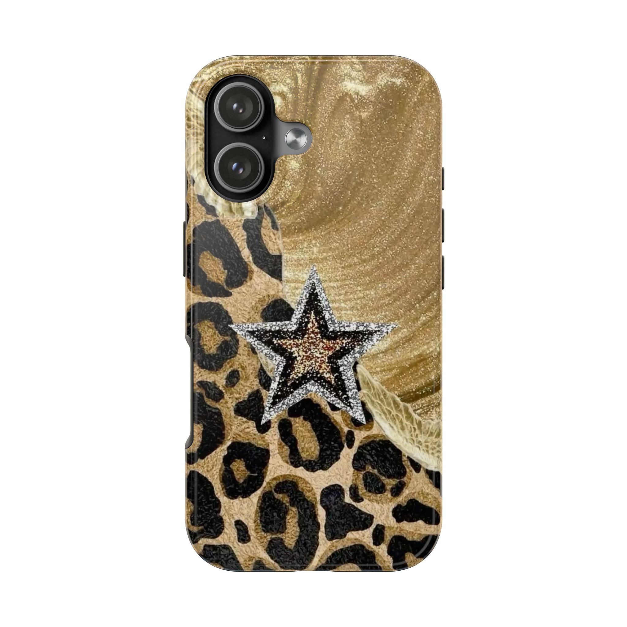 LEOPARD GOLD STAR PHONE CASE