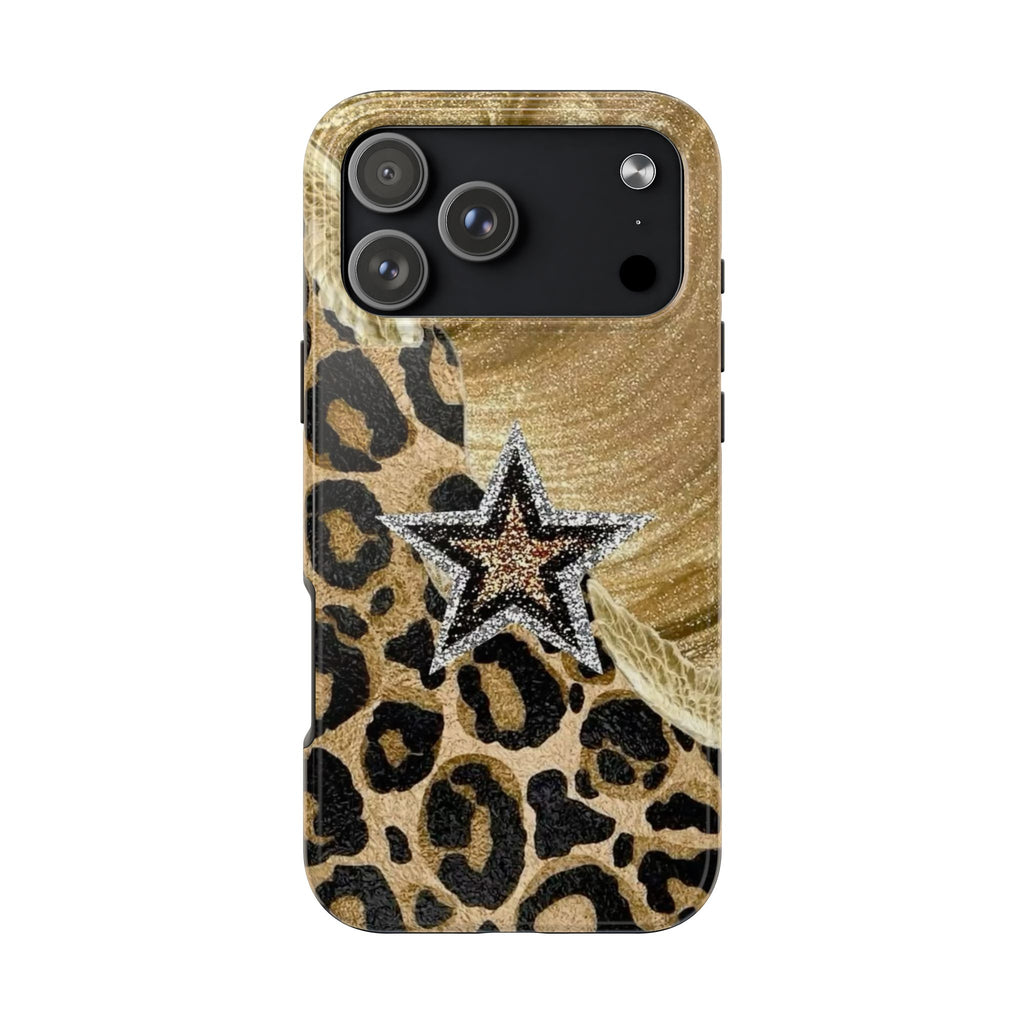 LEOPARD GOLD STAR PHONE CASE