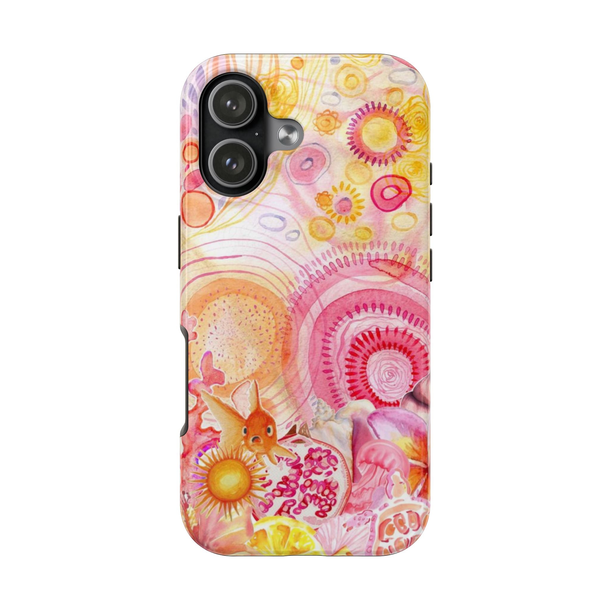 YELLOW & PINK WHIMSY LAGOON PHONE CASE