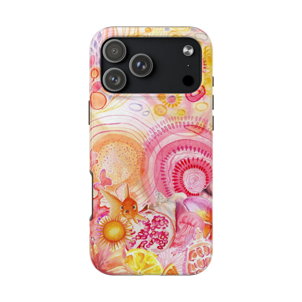 YELLOW & PINK WHIMSY LAGOON PHONE CASE