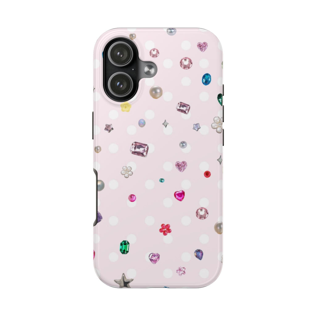 PINK POLKA DOT GEMS PHONE CASE
