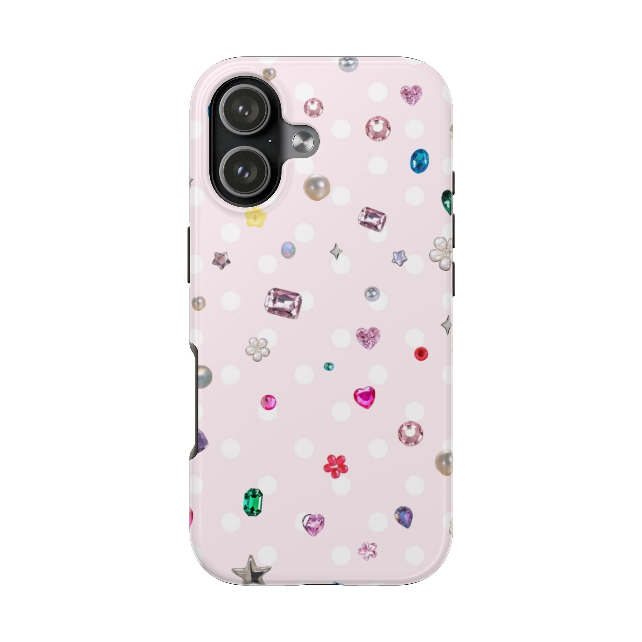 PINK POLKA DOT GEMS PHONE CASE