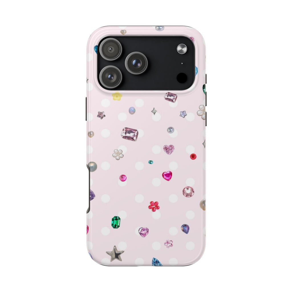 PINK POLKA DOT GEMS PHONE CASE
