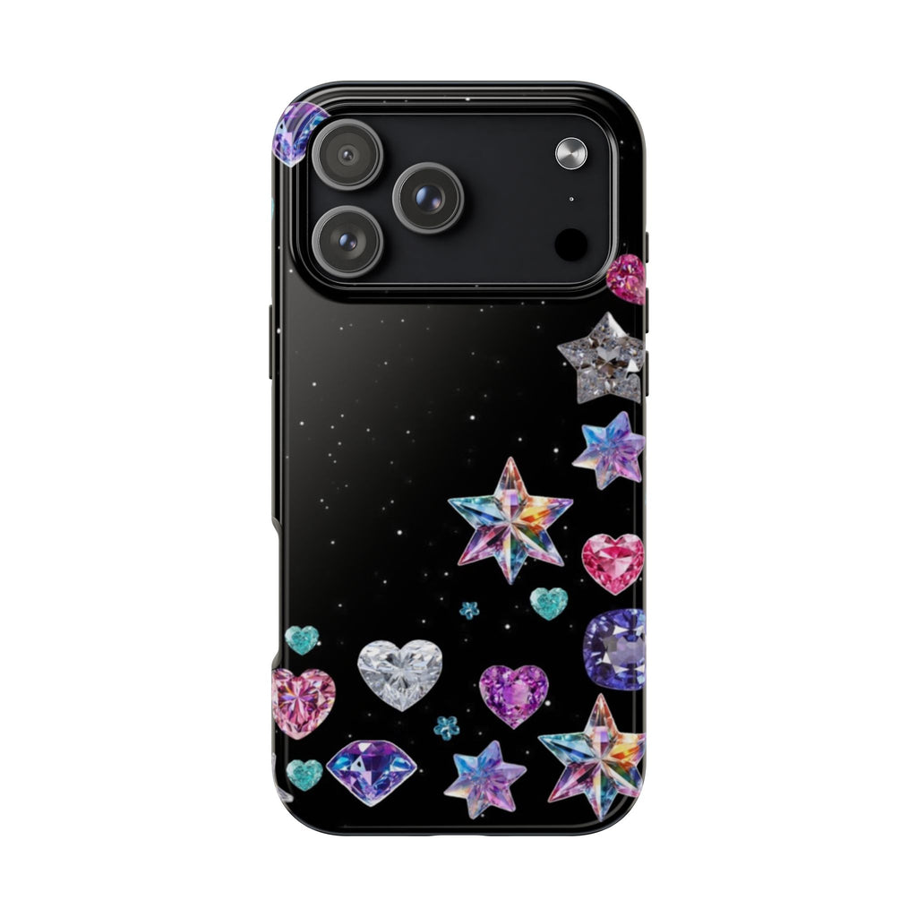 BLACK RHINESTONE GEMS PHONE CASE