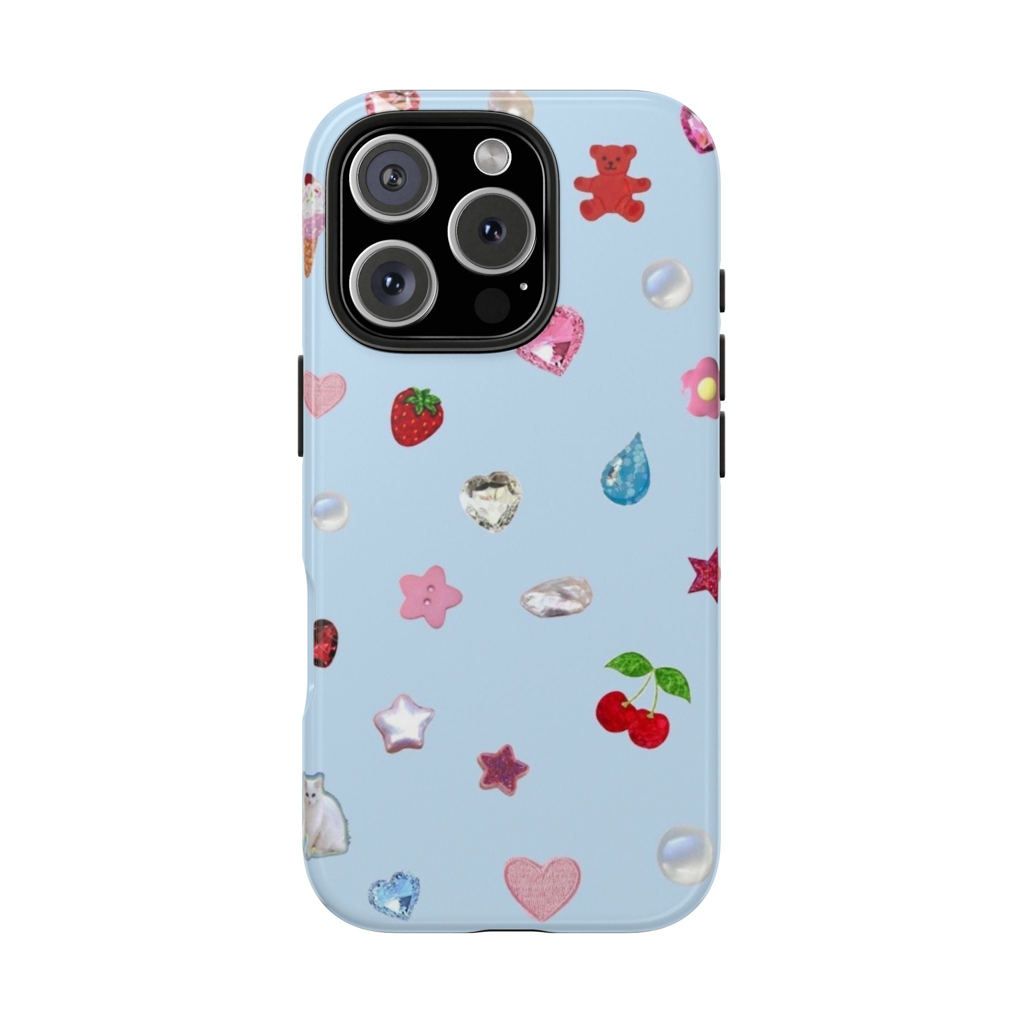 BLUE RHINESTONE GEMS PHONE CASE