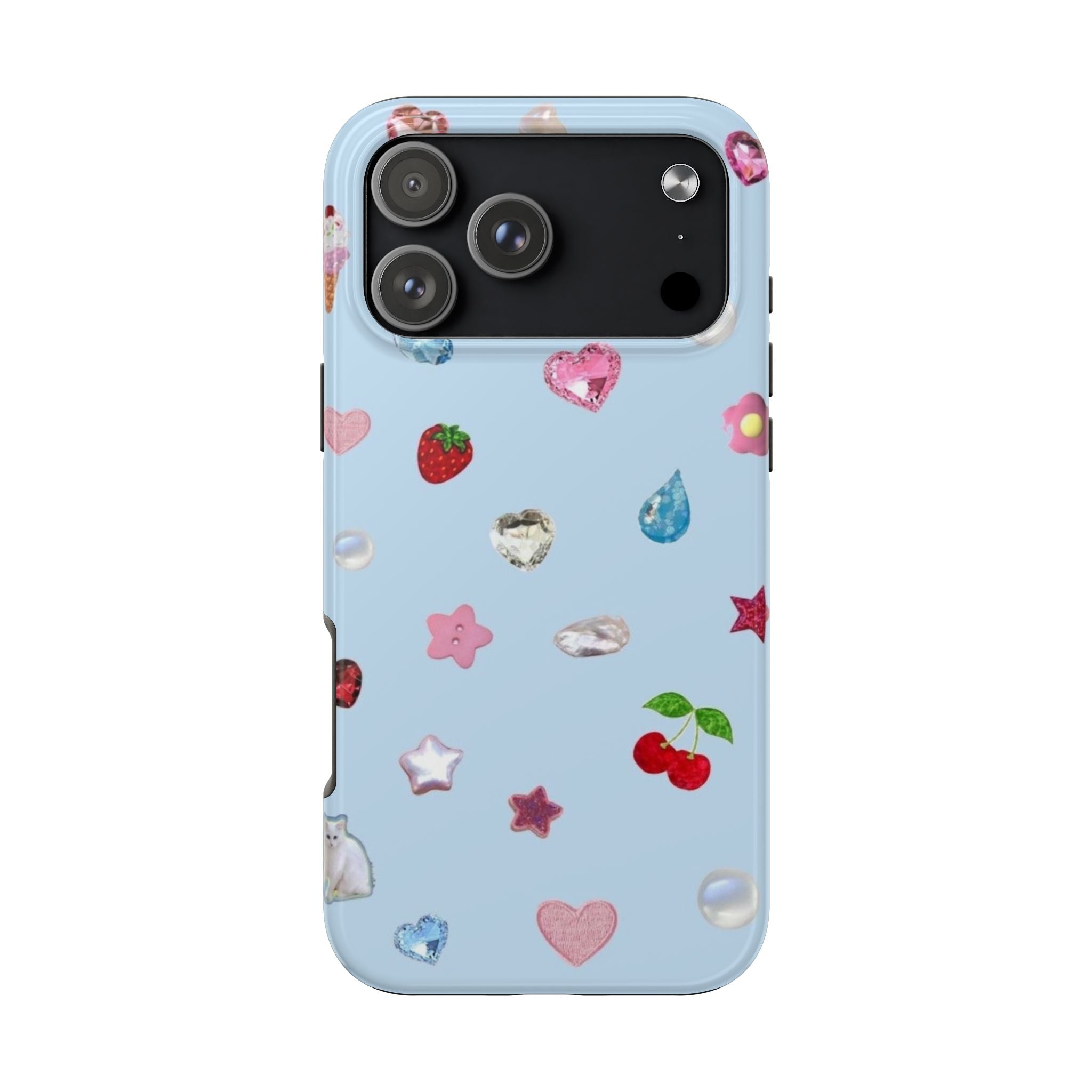 BLUE RHINESTONE GEMS PHONE CASE