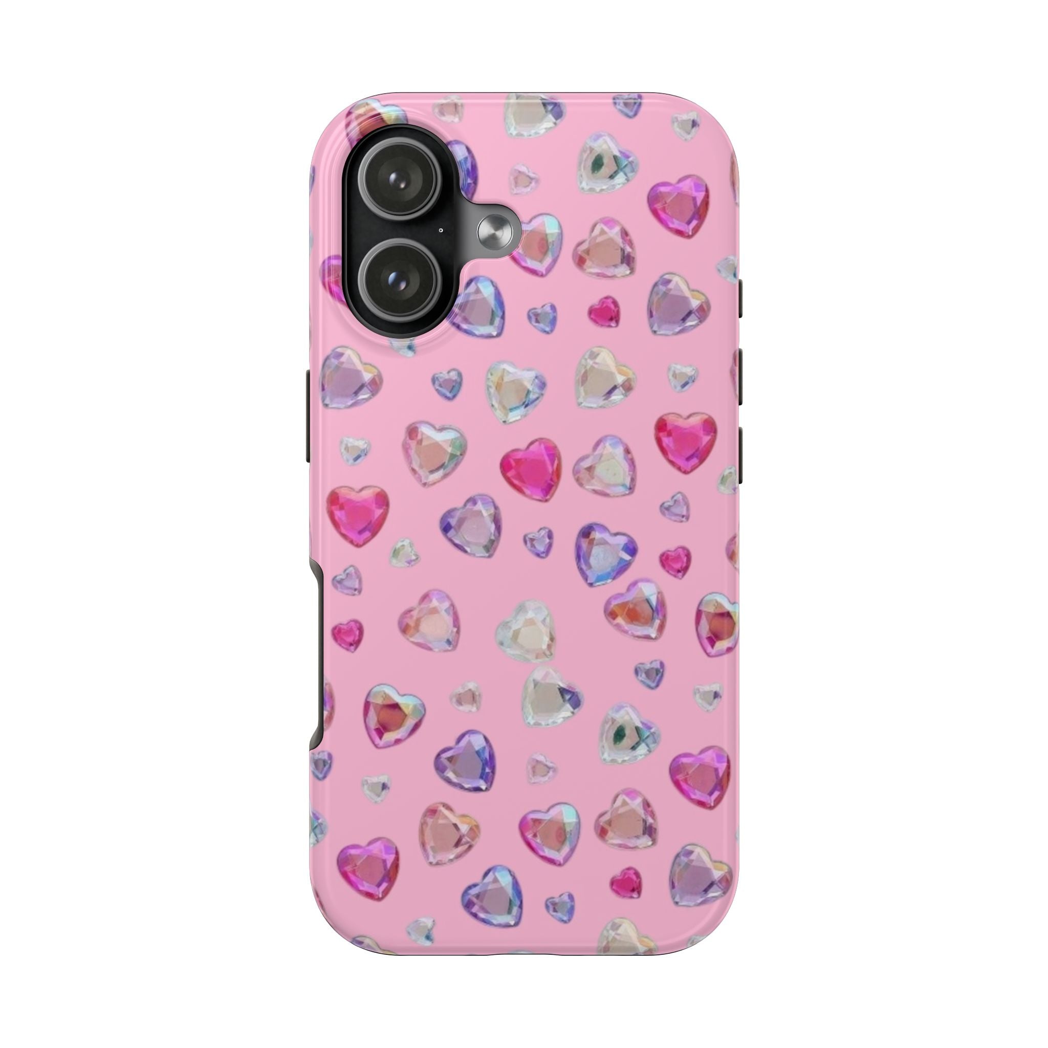 PINK RHINESTONE HEART GEMS PHONE CASE