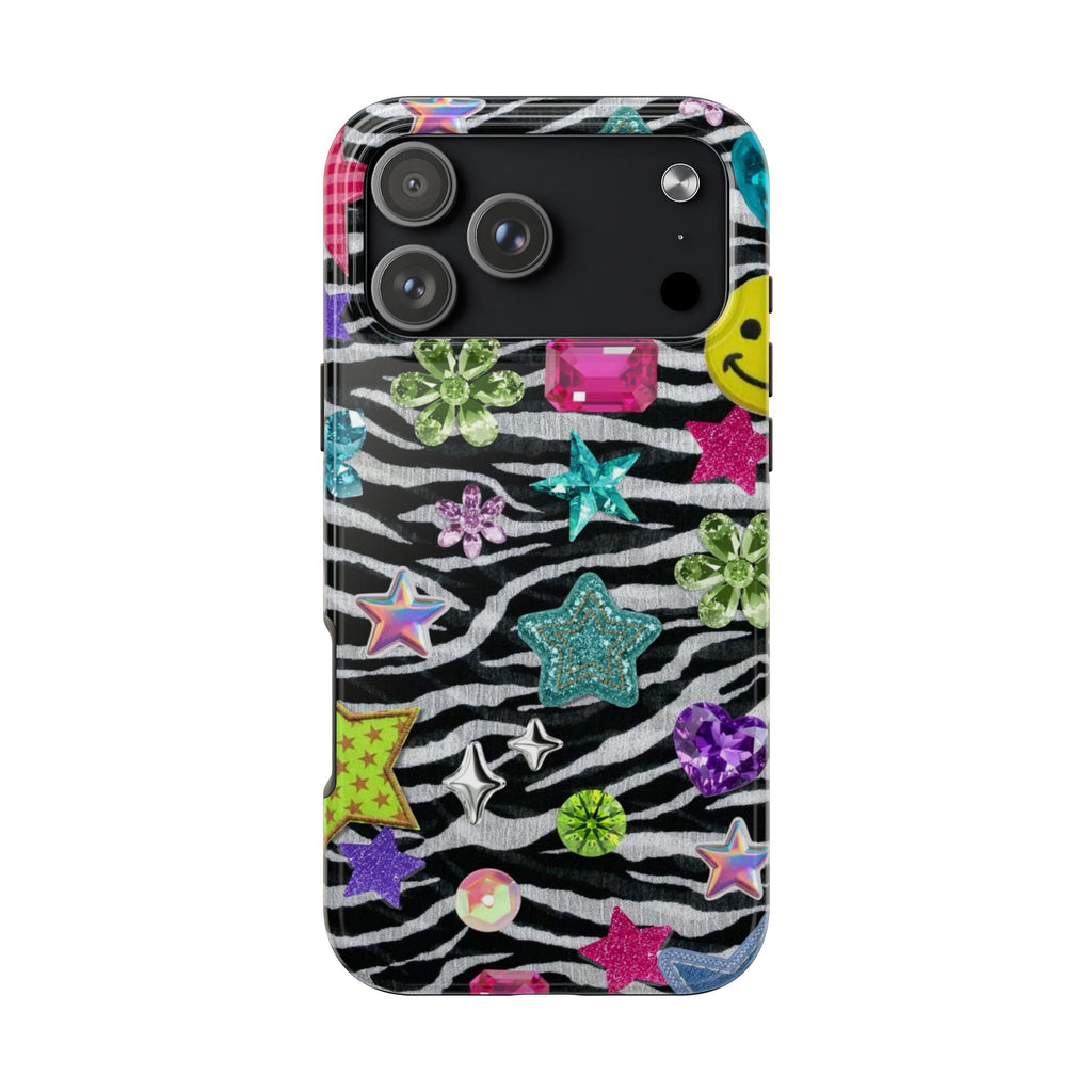 ZEBRA RHINESTONE GEMS PHONE CASE
