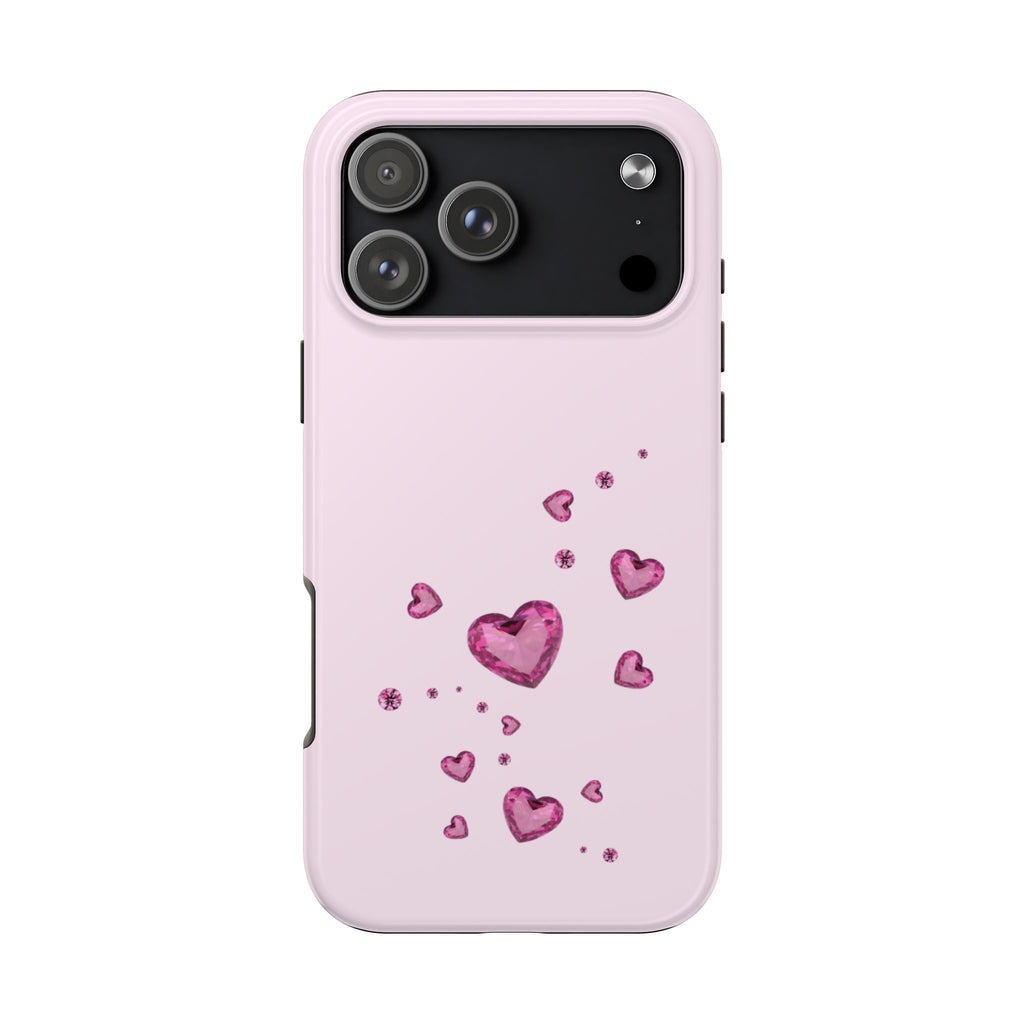 PINK HEART RHINESTONE GEMS PHONE CASE