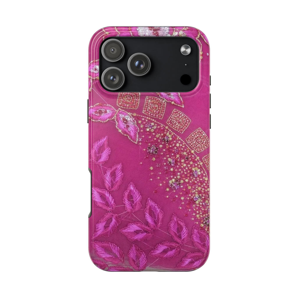 FUCHSIA PINK PRISM LEAVES PHONE CASE