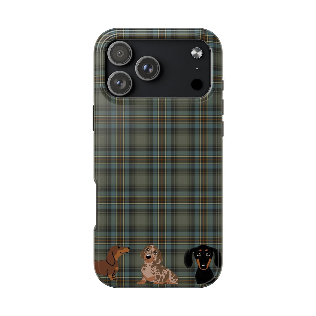 SCOTTISH TARTAN PLAID MINI DACHSHUNDS PHONE CASE