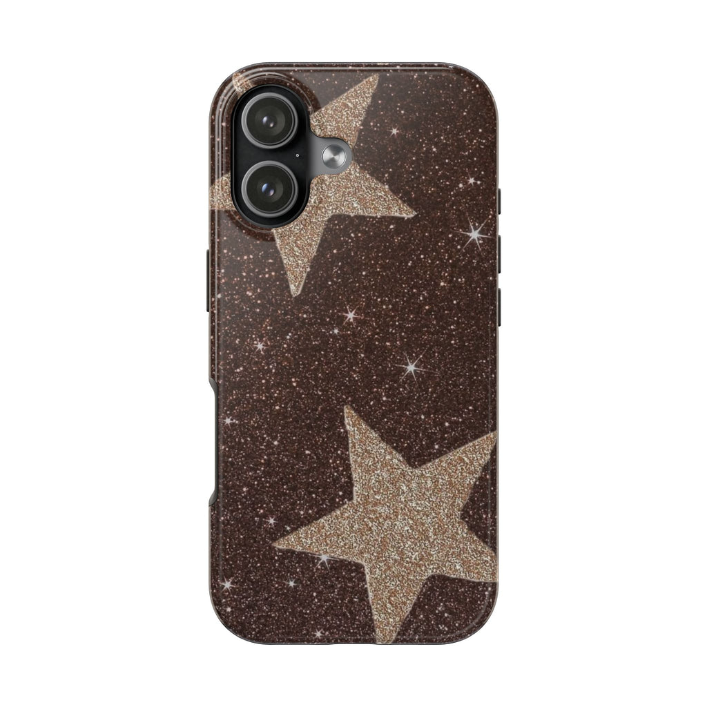 BROWN GOLD STARS PHONE CASE