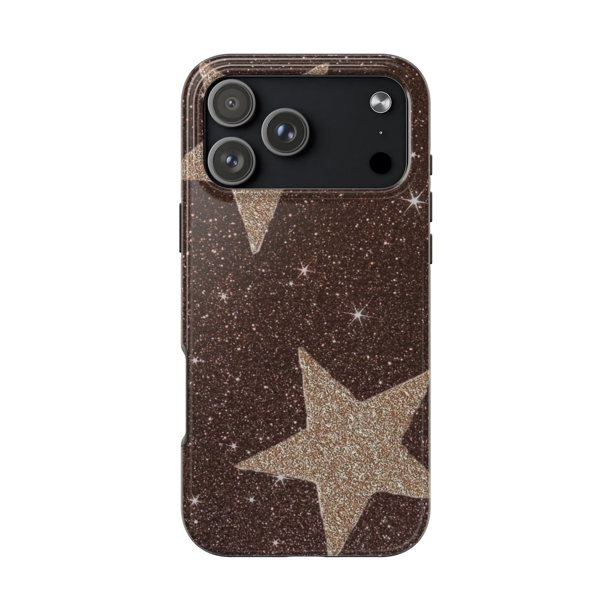 BROWN GOLD STARS PHONE CASE